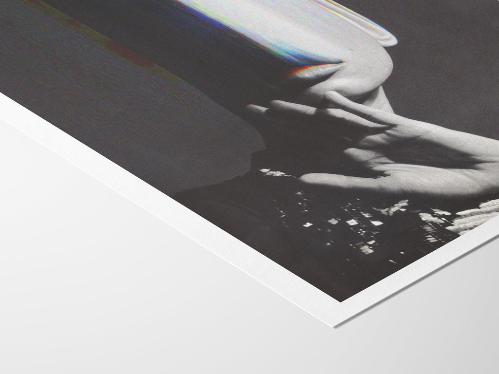 Dark Moody Black and White Altered Photo Artwork - Funky Feminine Postmodern Wall Decor for Home, Office | Untitled (222) Giclée Print