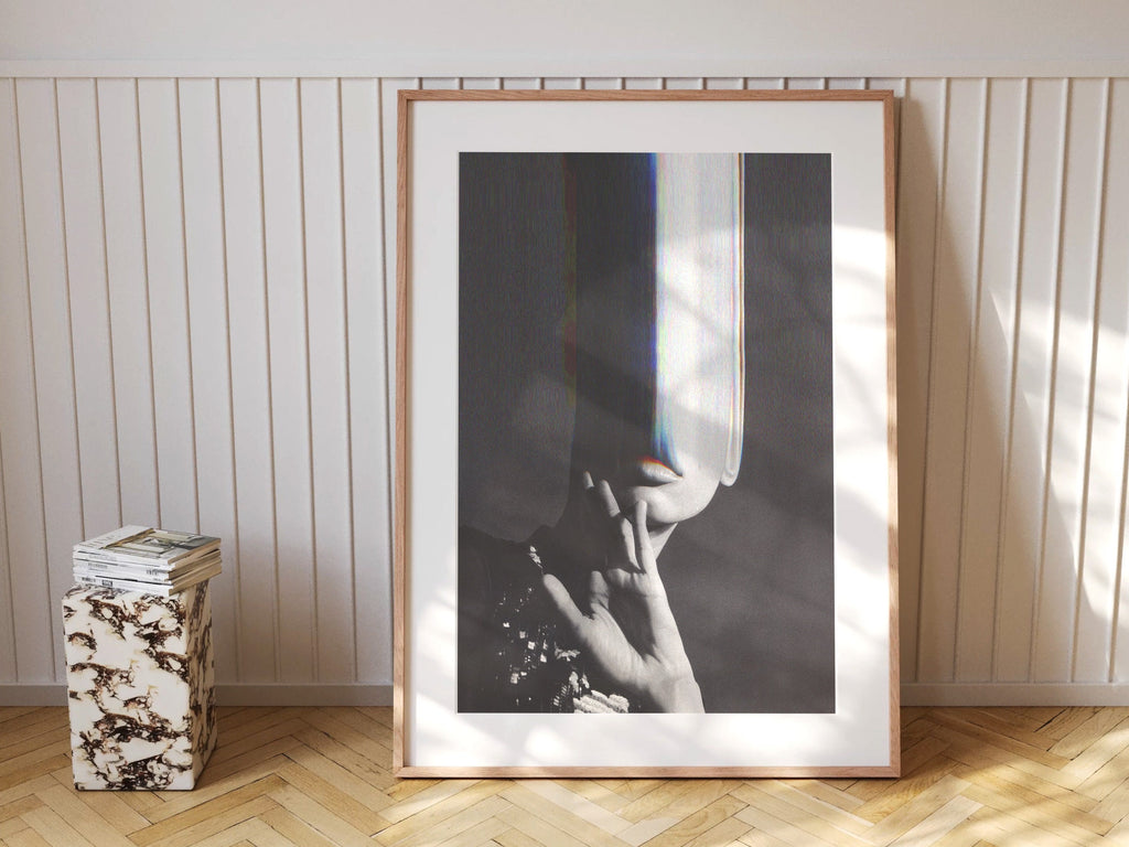 Dark Moody Black and White Altered Photo Artwork - Funky Feminine Postmodern Wall Decor for Home, Office | Untitled (222) Giclée Print