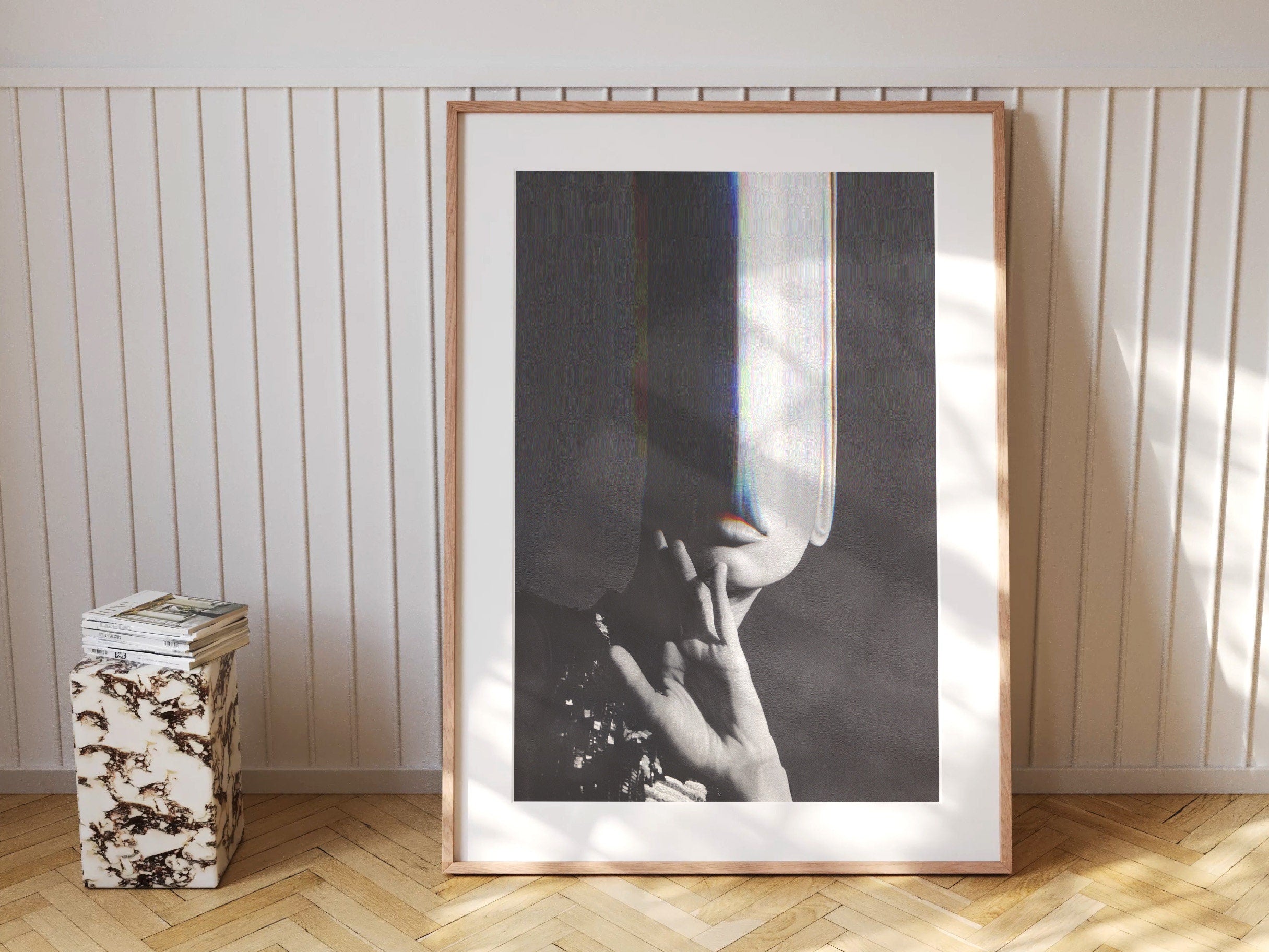 Dark Moody Black and White Altered Photo Artwork - Funky Feminine Postmodern Wall Decor for Home, Office | Untitled (222) Giclée Print