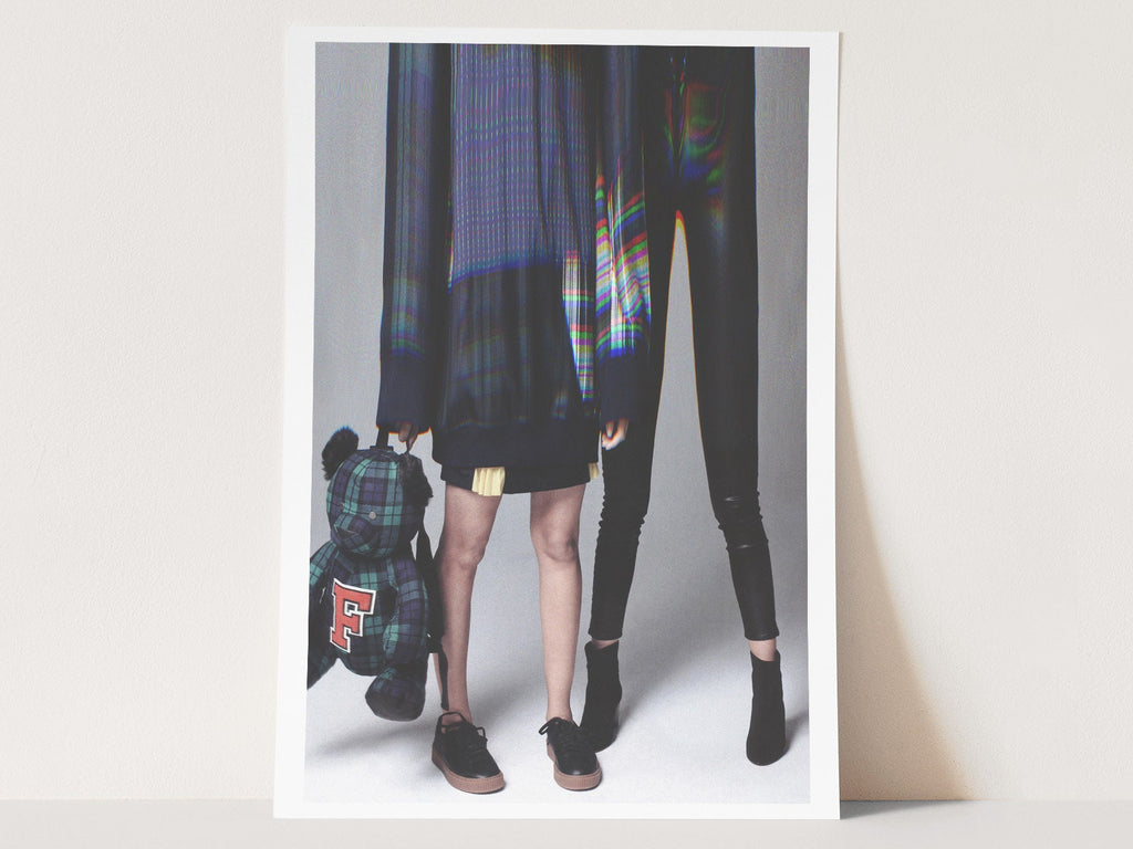 Altered Couples Portrait Fashion Photo – Tartan Plaid Teddy Bear, Eclectic Postmodern Home, Office Wall Decor | Untitled (226) Giclée Print