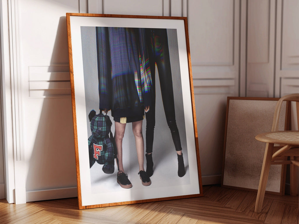 Altered Couples Portrait Fashion Photo – Tartan Plaid Teddy Bear, Eclectic Postmodern Home, Office Wall Decor | Untitled (226) Giclée Print