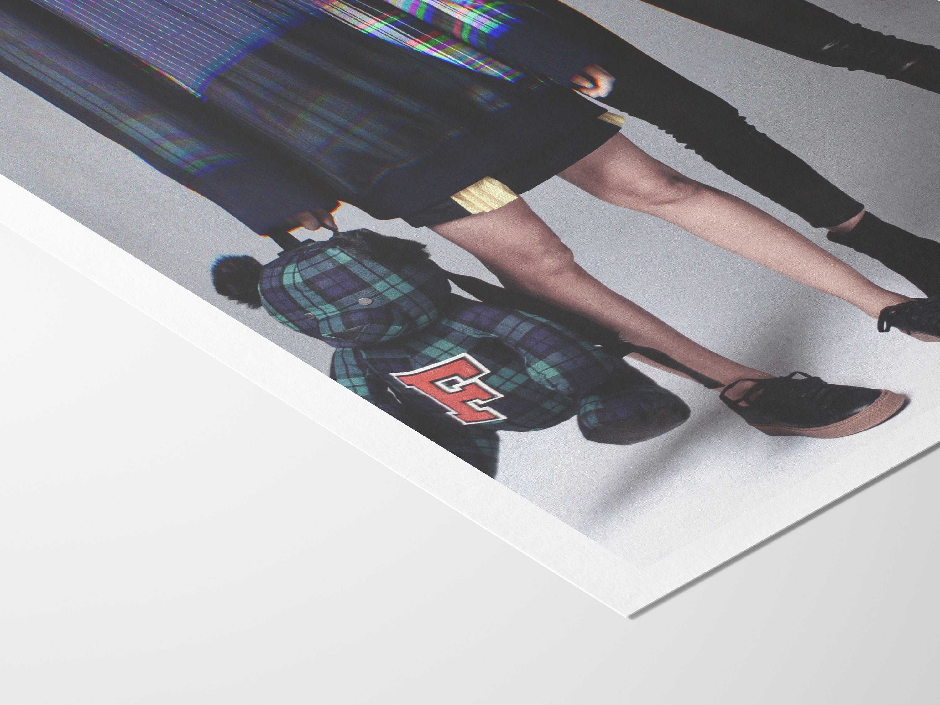 Altered Couples Portrait Fashion Photo – Tartan Plaid Teddy Bear, Eclectic Postmodern Home, Office Wall Decor | Untitled (226) Giclée Print