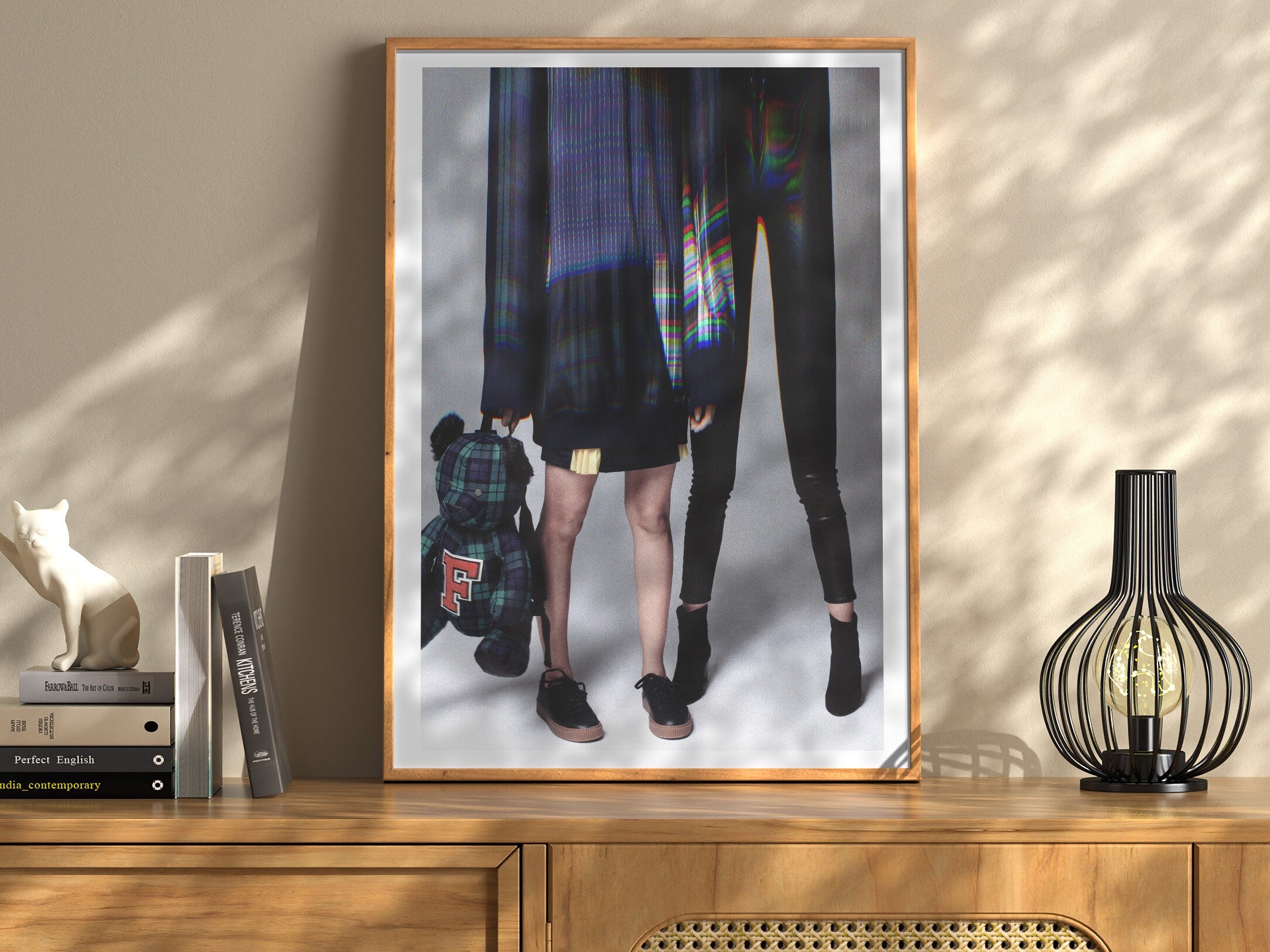 Altered Couples Portrait Fashion Photo – Tartan Plaid Teddy Bear, Eclectic Postmodern Home, Office Wall Decor | Untitled (226) Giclée Print