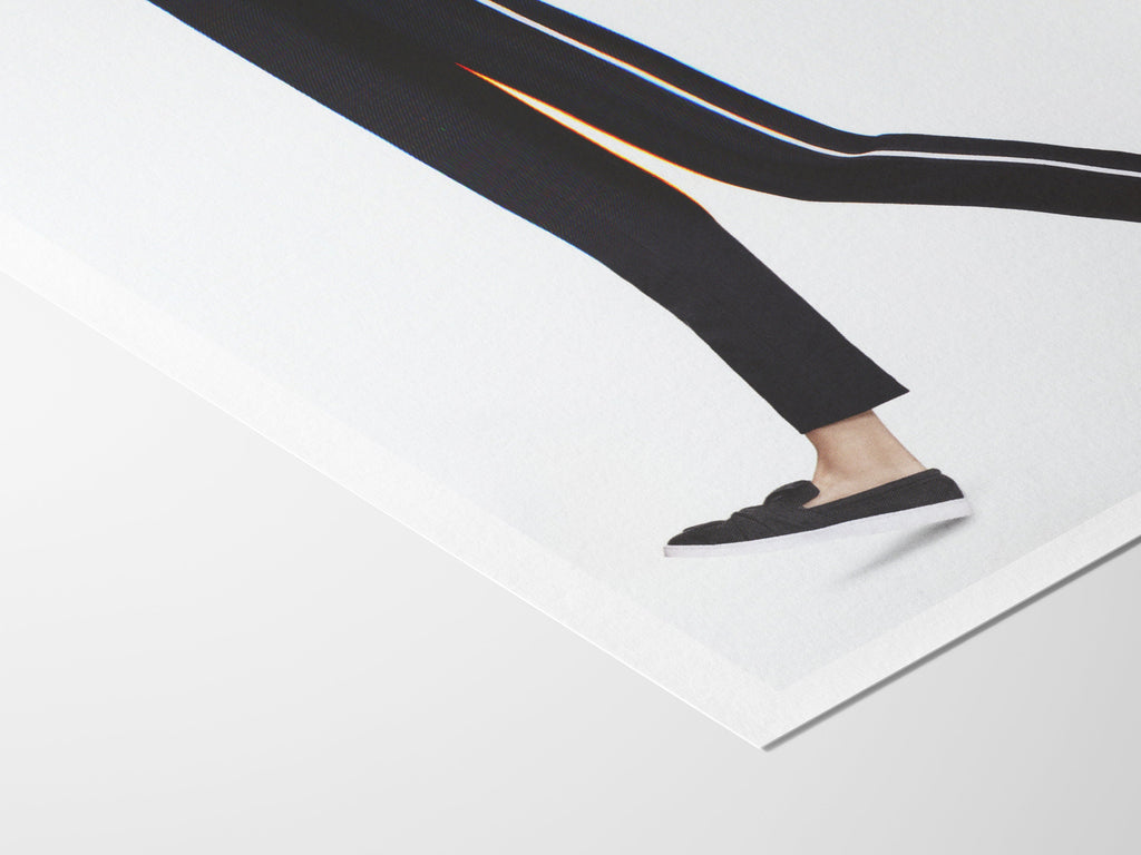 Minimalist Black And White Sneaker Artwork - Vertical Altered Glitch Photo for Home, Office, Bathroom, Bedroom | Untitled (227) Giclée Print