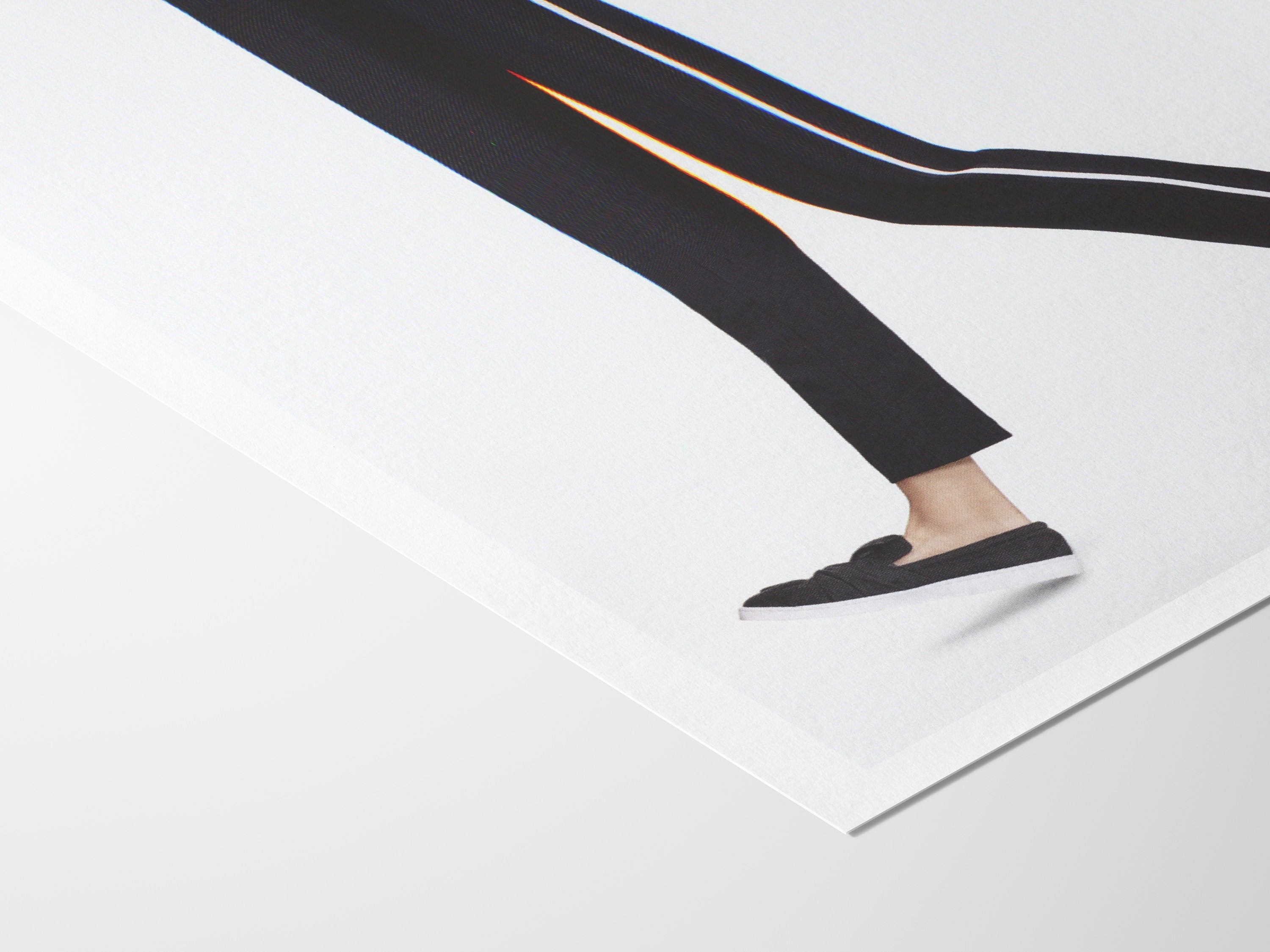 Minimalist Black And White Sneaker Artwork - Vertical Altered Glitch Photo for Home, Office, Bathroom, Bedroom | Untitled (227) Giclée Print