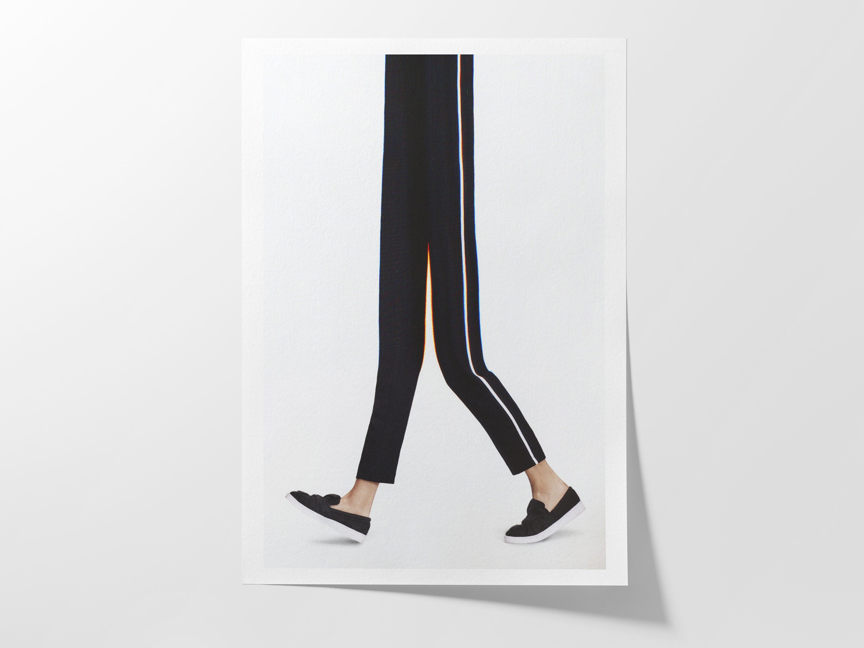 Minimalist Black And White Sneaker Artwork - Vertical Altered Glitch Photo for Home, Office, Bathroom, Bedroom | Untitled (227) Giclée Print