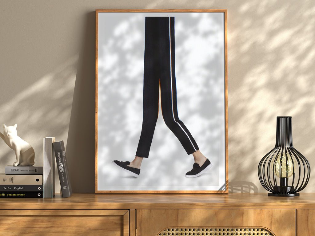 Minimalist Black And White Sneaker Artwork - Vertical Altered Glitch Photo for Home, Office, Bathroom, Bedroom | Untitled (227) Giclée Print