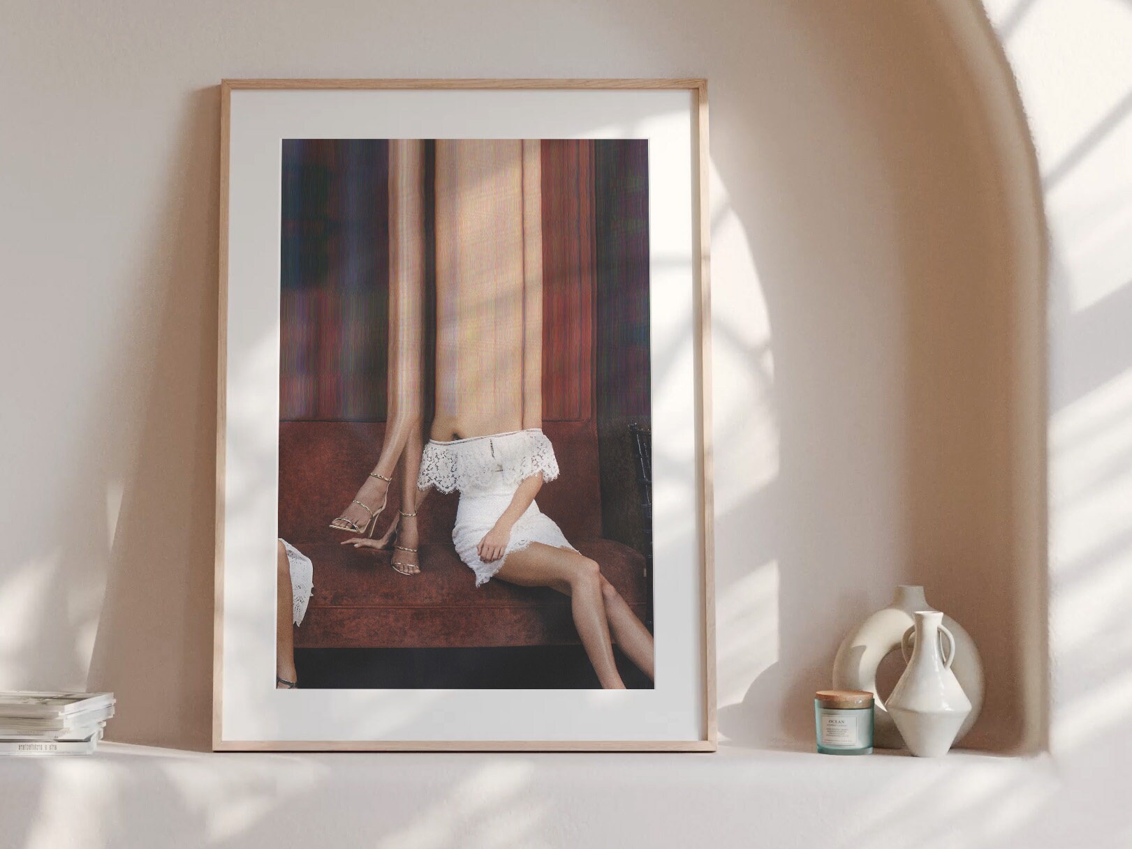 Women Lounging Heels On Sofa Altered Photo Artwork - Surreal Feminist Wall Decor for Home, Office, Living Room | Untitled (228) Giclée Print