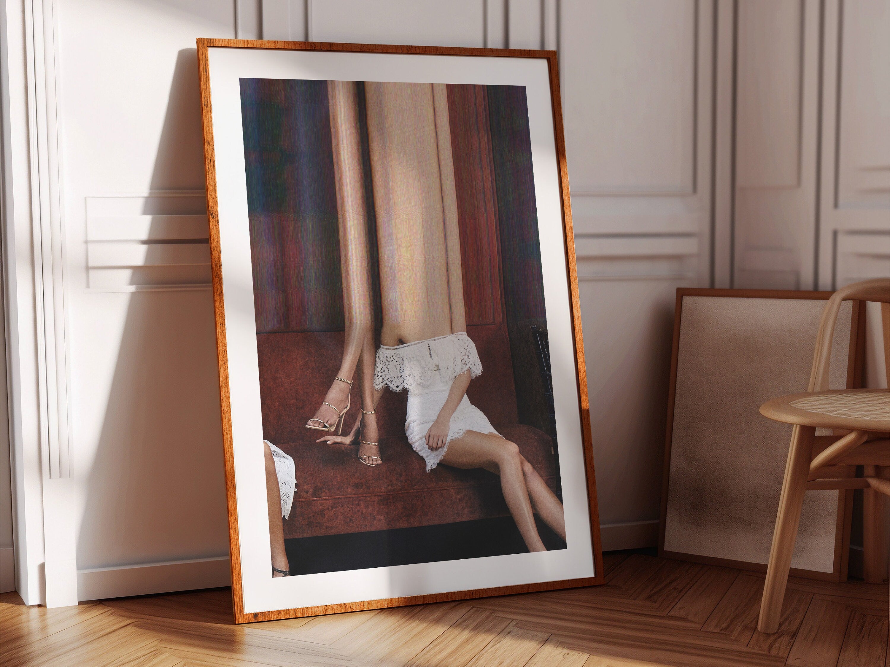 Women Lounging Heels On Sofa Altered Photo Artwork - Surreal Feminist Wall Decor for Home, Office, Living Room | Untitled (228) Giclée Print