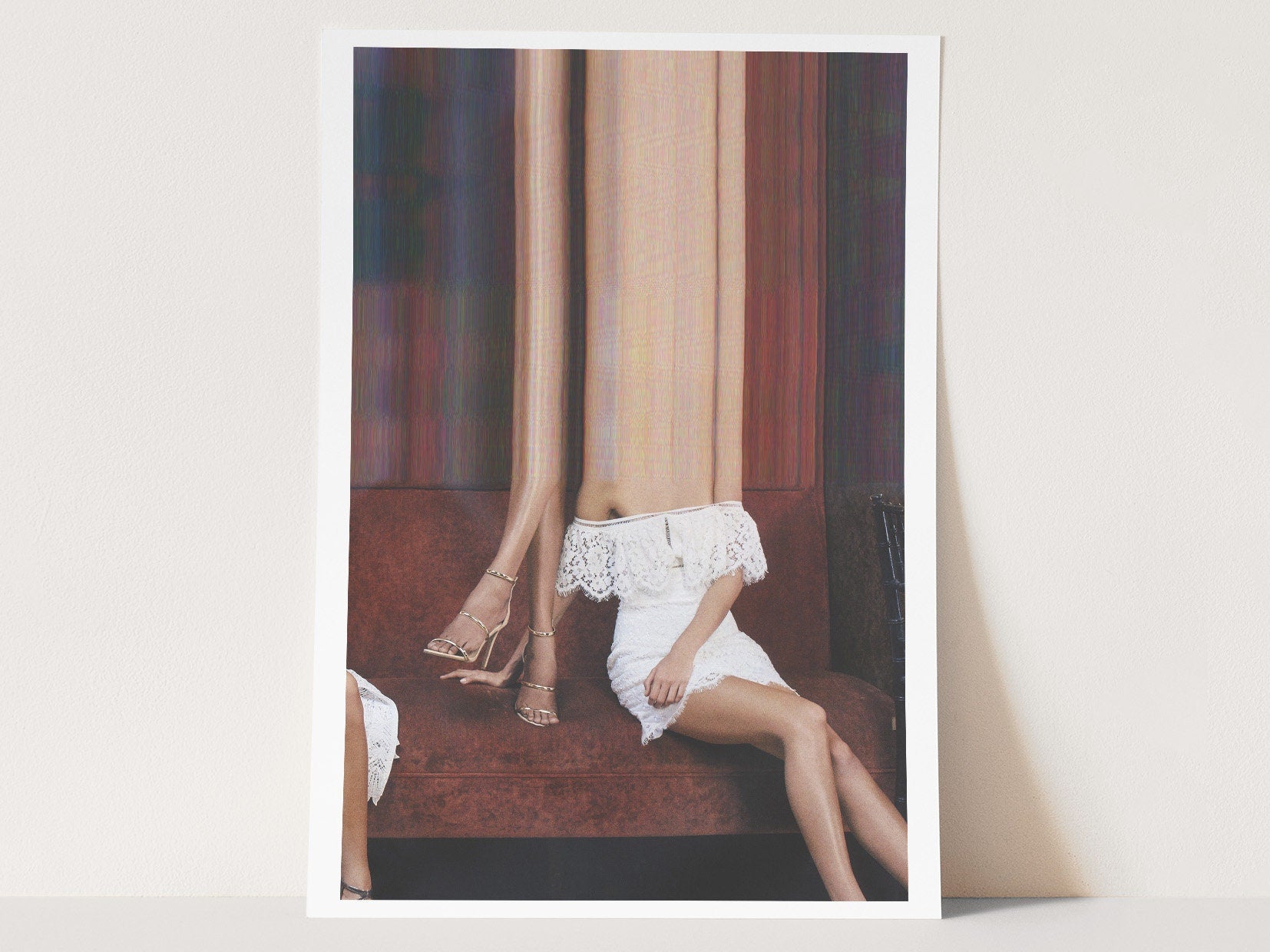 Women Lounging Heels On Sofa Altered Photo Artwork - Surreal Feminist Wall Decor for Home, Office, Living Room | Untitled (228) Giclée Print