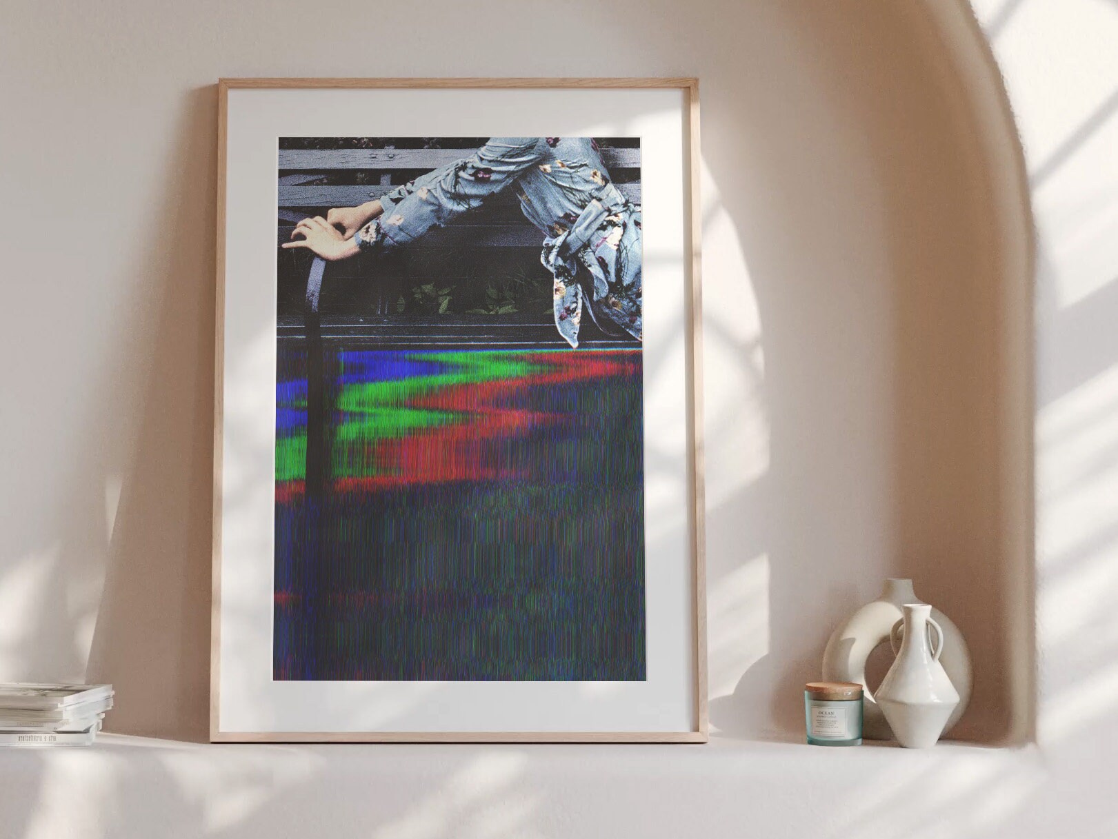 Woman On Park Bench Altered Fashion Photo - Black Grey Eclectic Artwork for Home, Office, Bedroom, Bookshelf | Untitled (235) Giclée Print