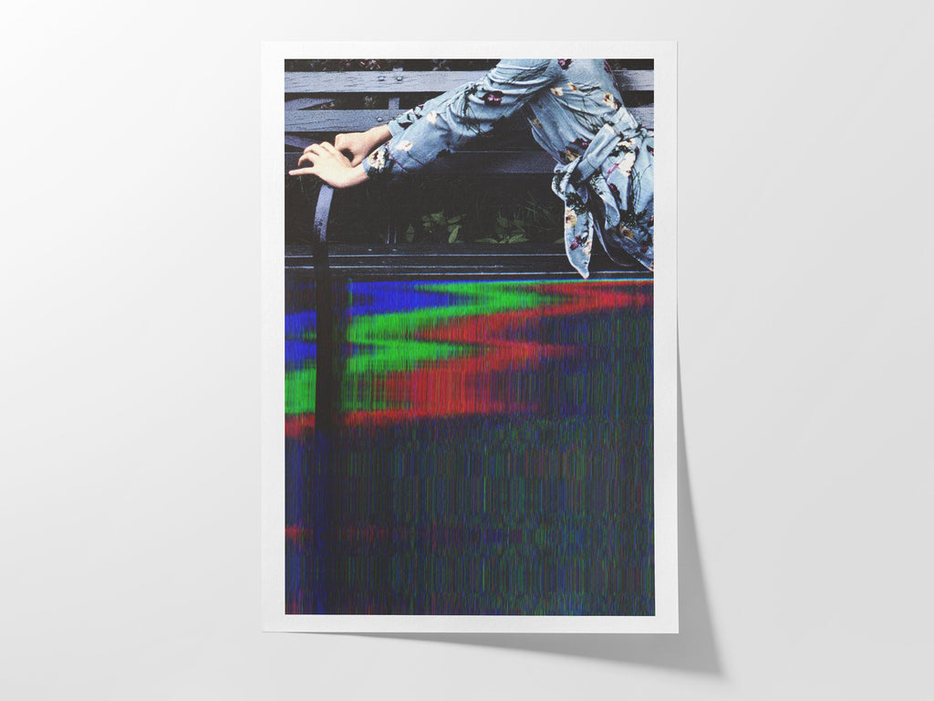 Woman On Park Bench Altered Fashion Photo - Black Grey Eclectic Artwork for Home, Office, Bedroom, Bookshelf | Untitled (235) Giclée Print