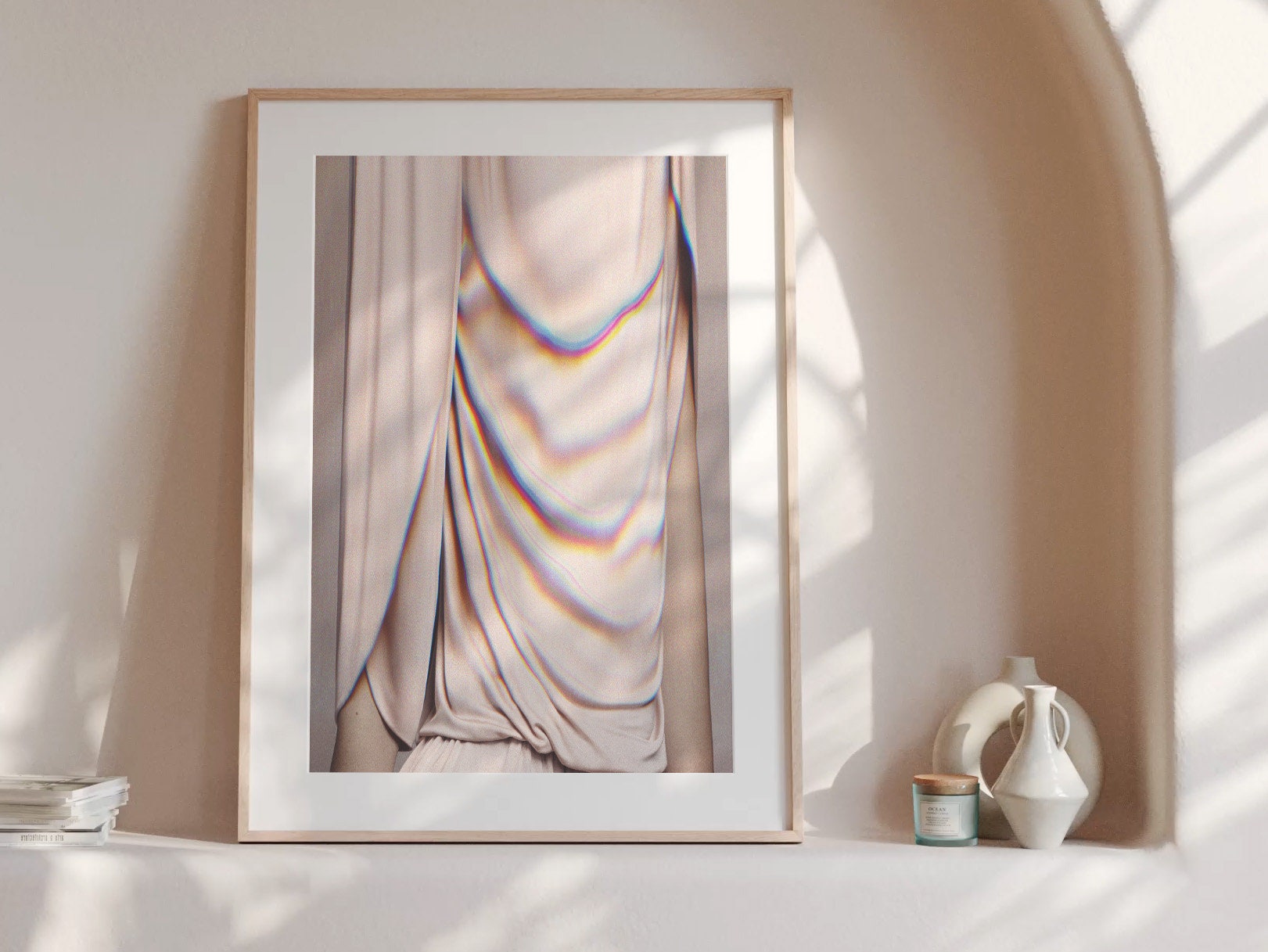 Abstract Altered Portrait Artwork - Tan Neutral Feminine Wall Decor for Home, Office, Living Room, Guest Room | Untitled (237) Giclée Print