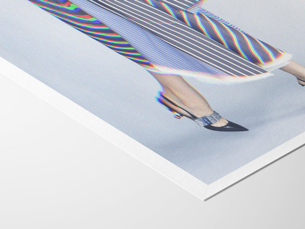 Blue Glitch Women's Fashion Photo Artwork - Psychedelic Skirt, Heels - Cool Unique Wall Decor for Home, Office | Untitled (238) Giclée Print