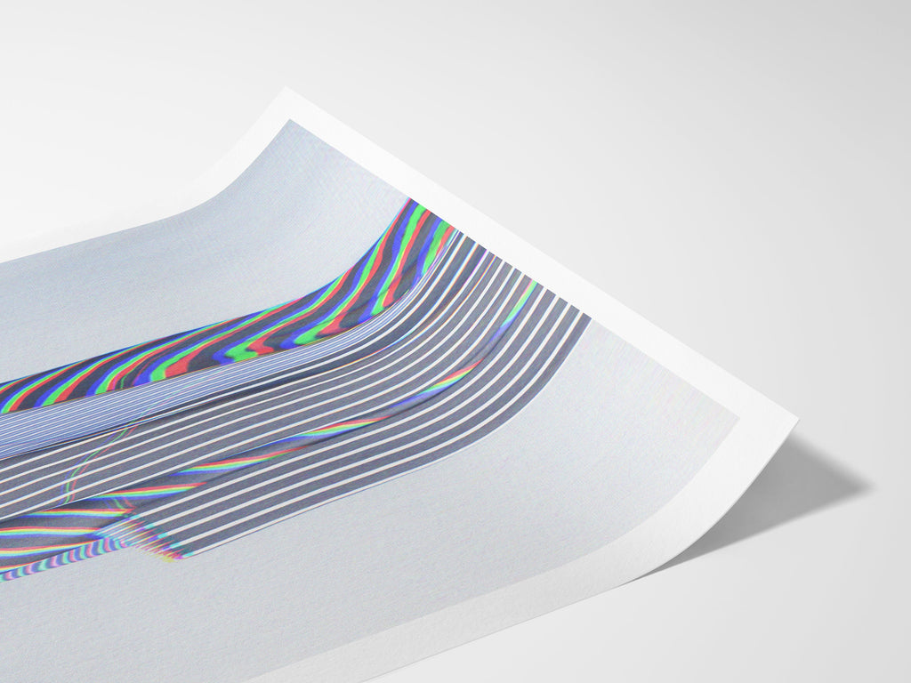 Blue Glitch Women's Fashion Photo Artwork - Psychedelic Skirt, Heels - Cool Unique Wall Decor for Home, Office | Untitled (238) Giclée Print