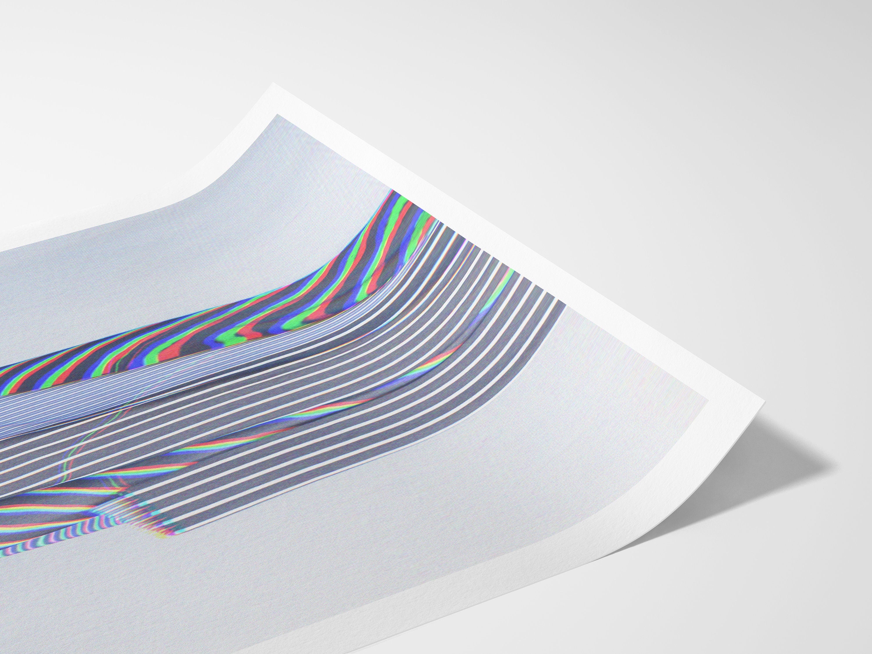 Blue Glitch Women's Fashion Photo Artwork - Psychedelic Skirt, Heels - Cool Unique Wall Decor for Home, Office | Untitled (238) Giclée Print