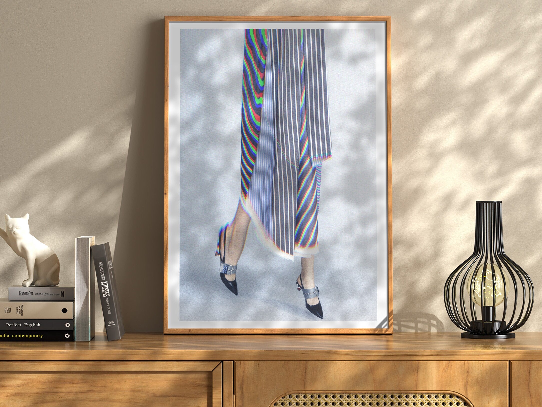 Blue Glitch Women's Fashion Photo Artwork - Psychedelic Skirt, Heels - Cool Unique Wall Decor for Home, Office | Untitled (238) Giclée Print
