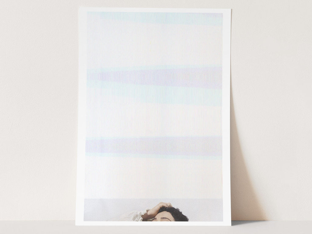 Modern Minimal Blue & White Glitch Art - Elegant Wall Decor for Living Room, Bedroom, Office, Kitchen, Dining | Untitled (243) Giclée Print