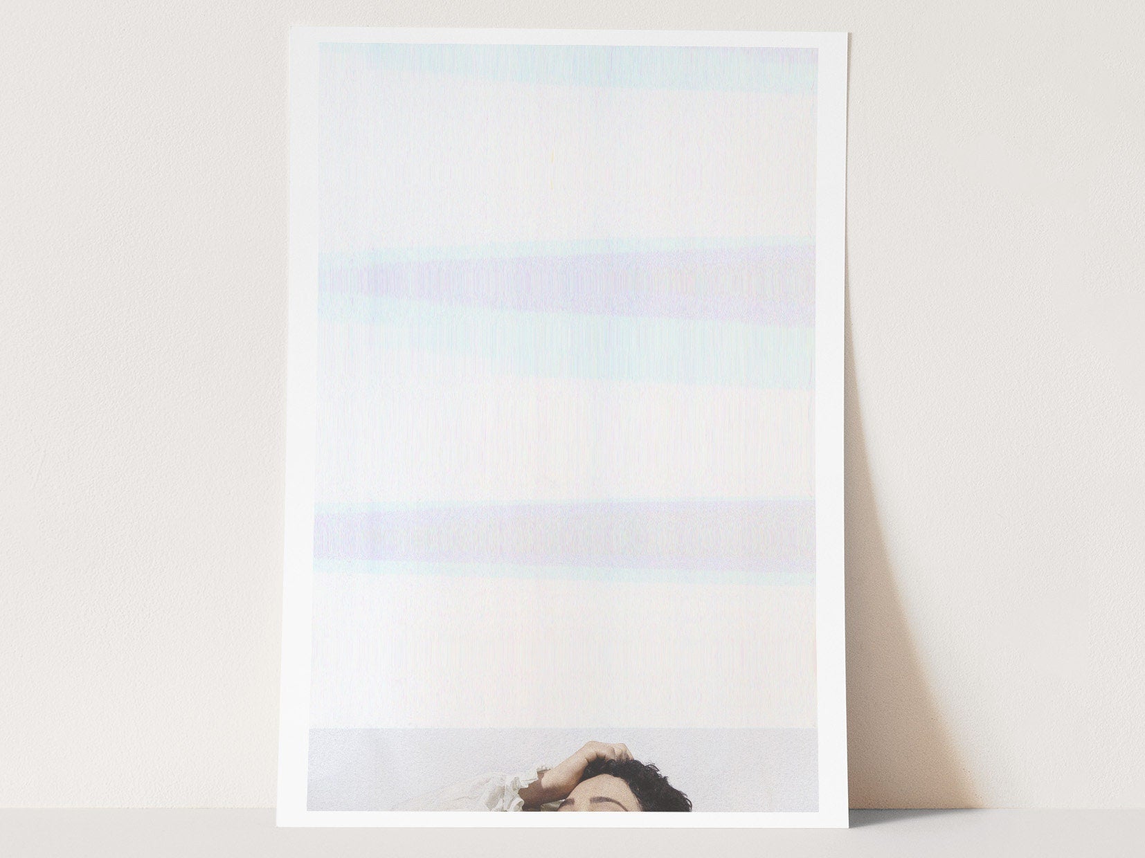 Modern Minimal Blue & White Glitch Art - Elegant Wall Decor for Living Room, Bedroom, Office, Kitchen, Dining | Untitled (243) Giclée Print
