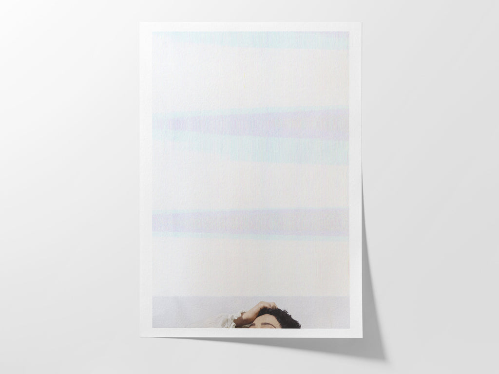 Modern Minimal Blue & White Glitch Art - Elegant Wall Decor for Living Room, Bedroom, Office, Kitchen, Dining | Untitled (243) Giclée Print