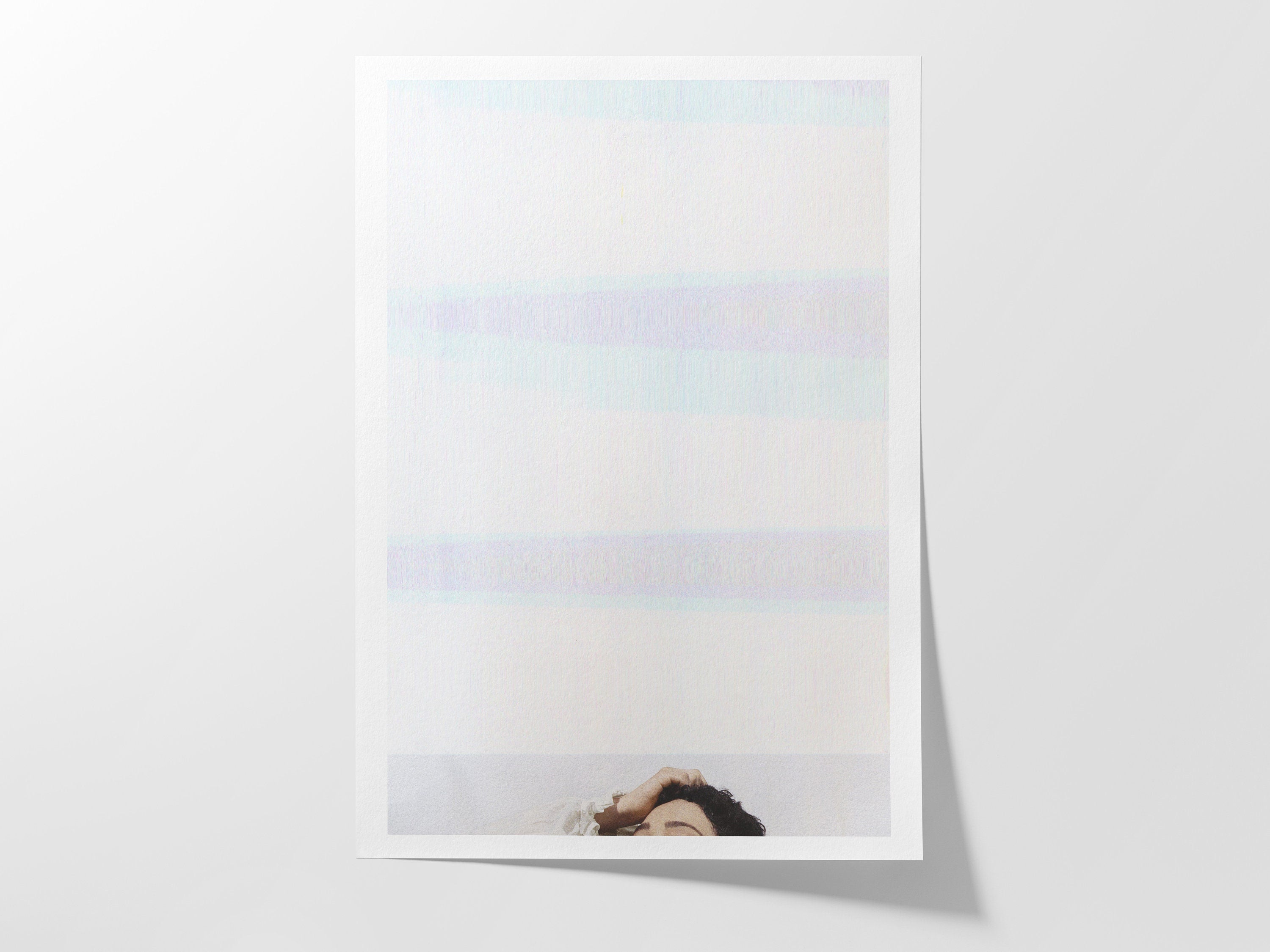 Modern Minimal Blue & White Glitch Art - Elegant Wall Decor for Living Room, Bedroom, Office, Kitchen, Dining | Untitled (243) Giclée Print
