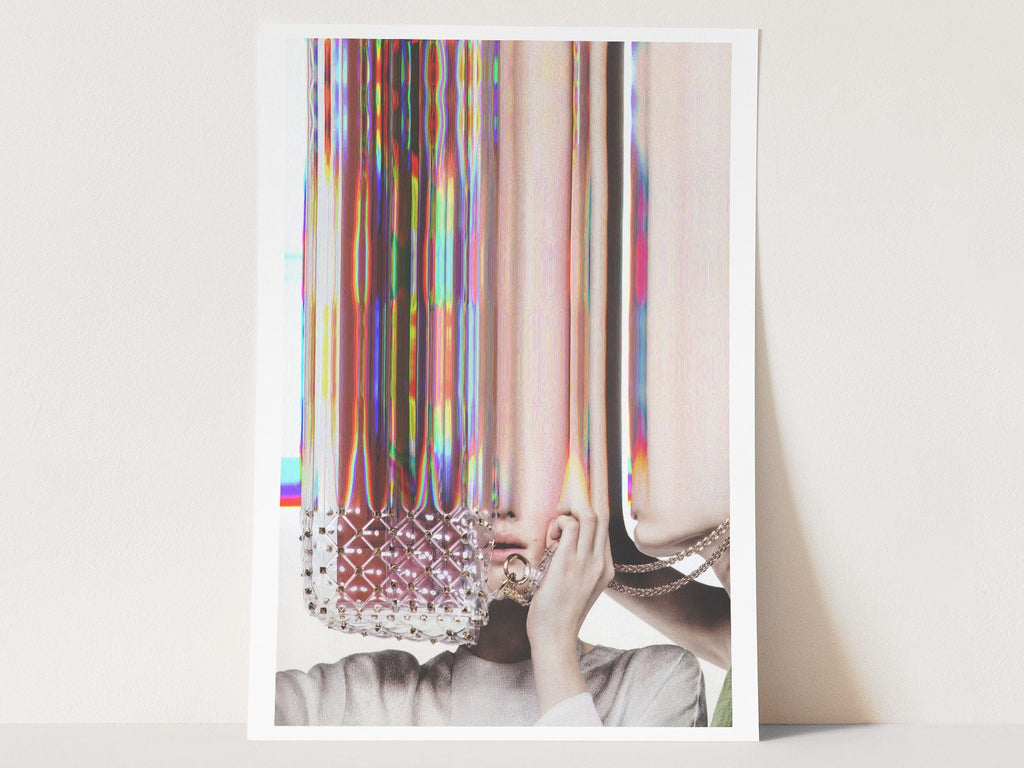 Surrealist Fashion Portrait Wall Art - Colorful Distorted Aesthetic for Contemporary Home Decor | Untitled (245) Giclée Print