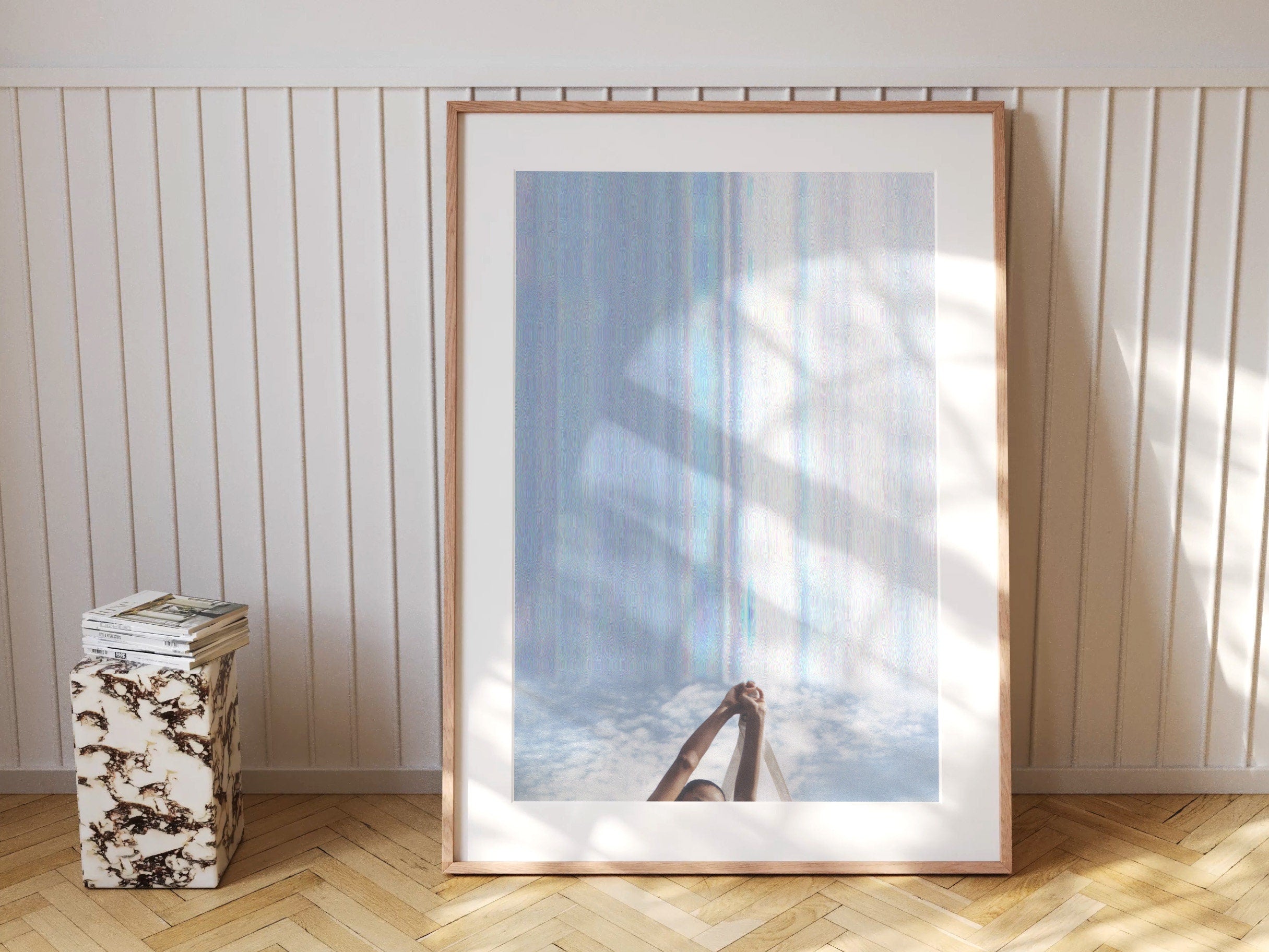 Surreal Blue And White Altered Photo Wall Art Print - Eclectic Blue Sky Wall Decor For Home, Office | Untitled (252) Giclée Print