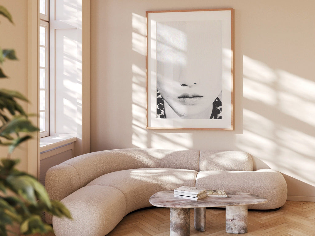 Black and White Altered Glitch Fashion Portrait Wall Art - Minimalist Artwork for Bedroom, Living Room, Office | Untitled (259) Giclée Print