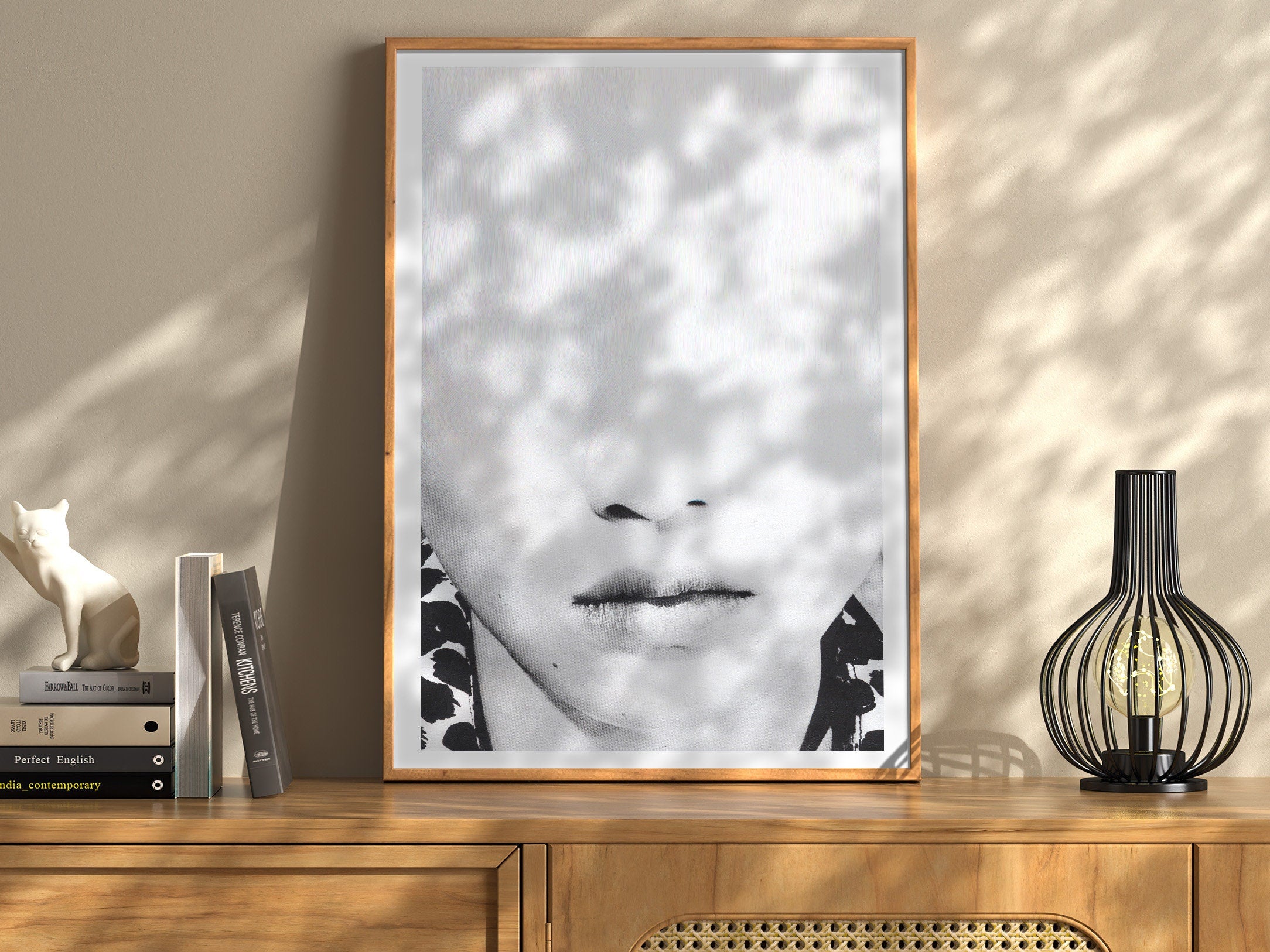 Black and White Altered Glitch Fashion Portrait Wall Art - Minimalist Artwork for Bedroom, Living Room, Office | Untitled (259) Giclée Print