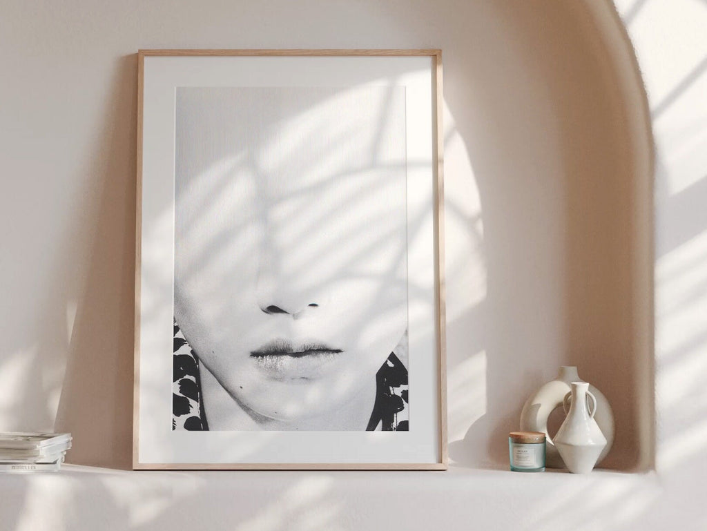 Black and White Altered Glitch Fashion Portrait Wall Art - Minimalist Artwork for Bedroom, Living Room, Office | Untitled (259) Giclée Print