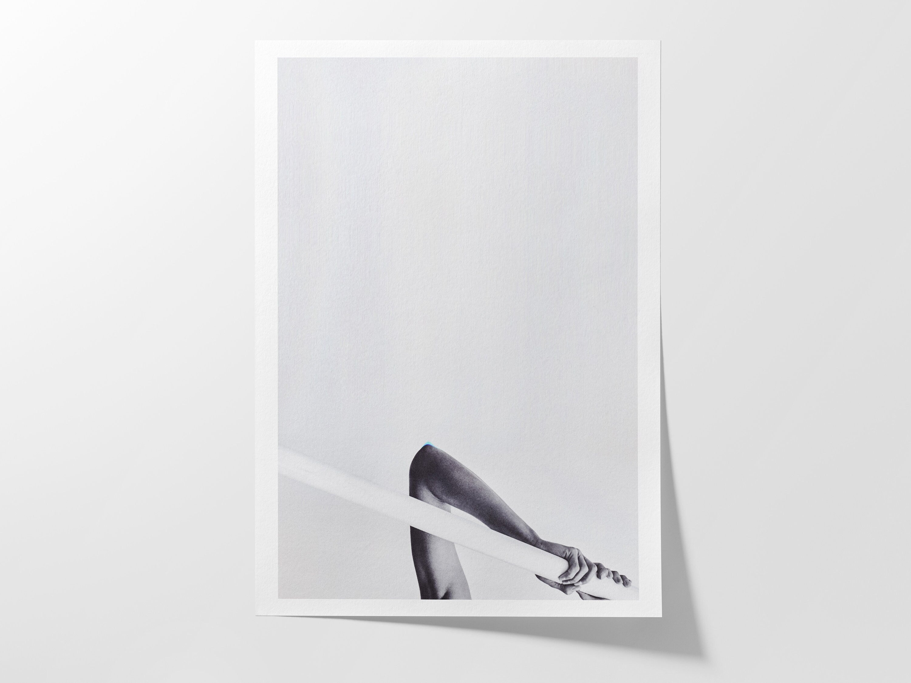 Minimalist Black and White Abstract Art Print - Elegant Human Form and Linework for Contemporary Decor | Untitled (261) Giclée Print