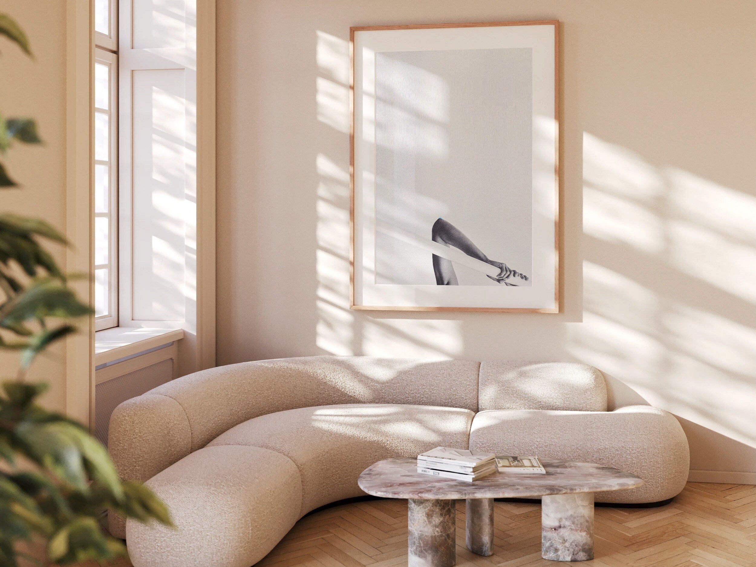 Minimalist Black and White Abstract Art Print - Elegant Human Form and Linework for Contemporary Decor | Untitled (261) Giclée Print