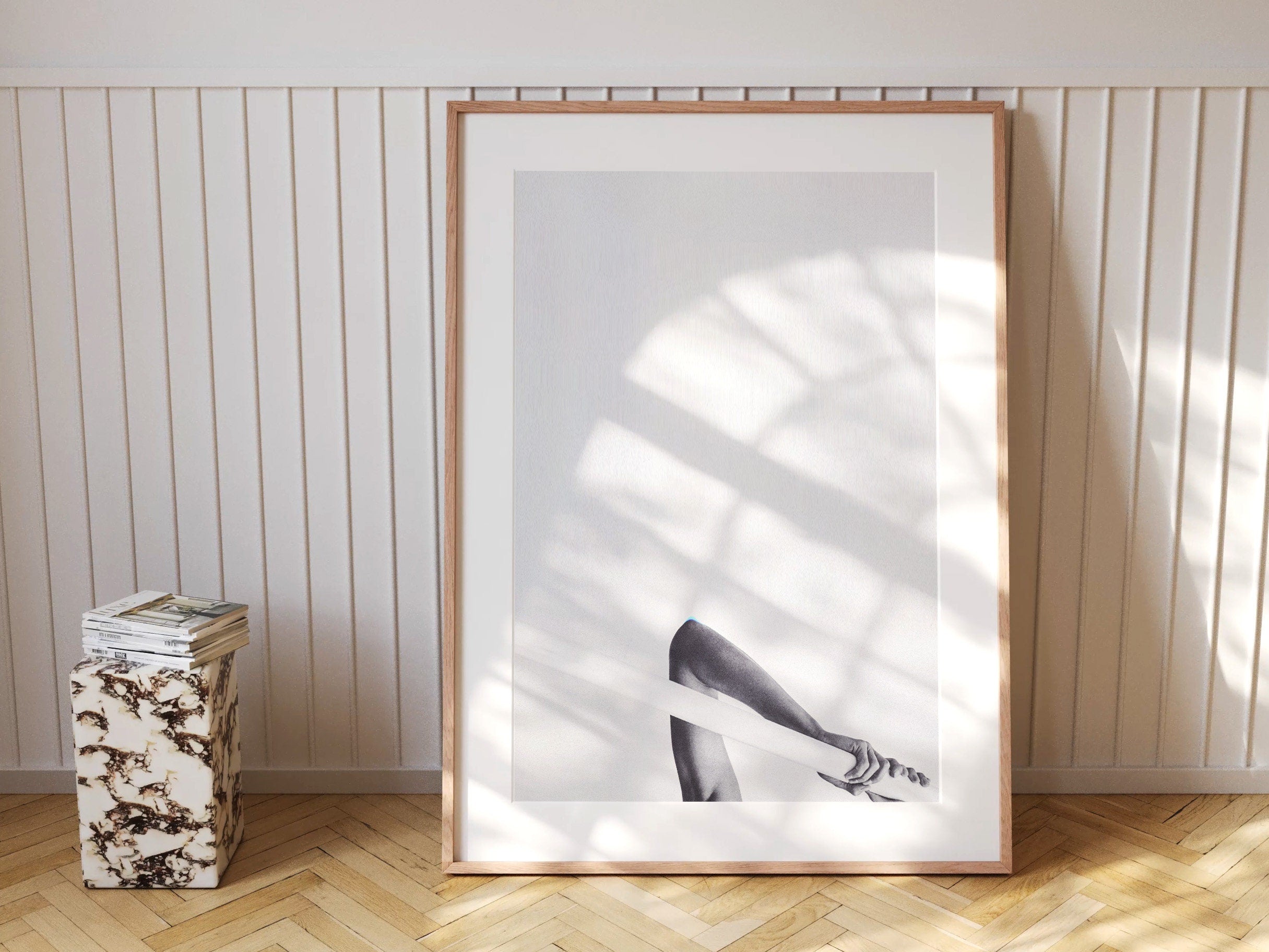 Minimalist Black and White Abstract Art Print - Elegant Human Form and Linework for Contemporary Decor | Untitled (261) Giclée Print