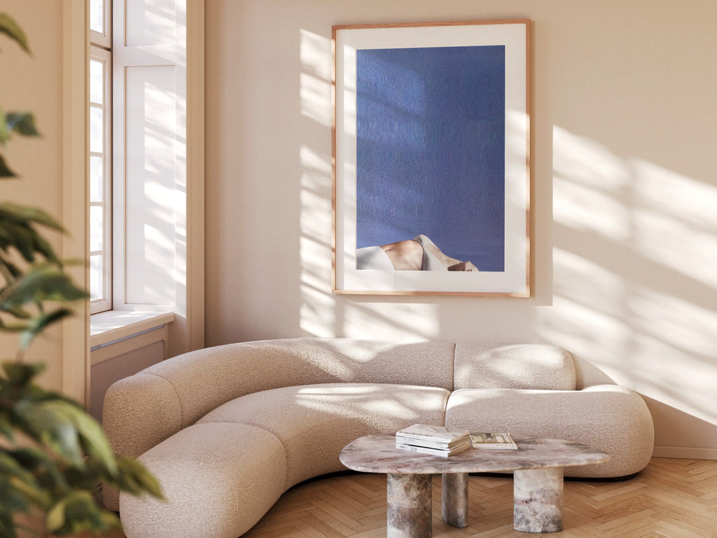 Blue and White Feminine Wall Art - Unique Abstract Glitch Fashion Photo Art for Living Room, Bedroom, Bathroom | Untitled (264) Giclée Print