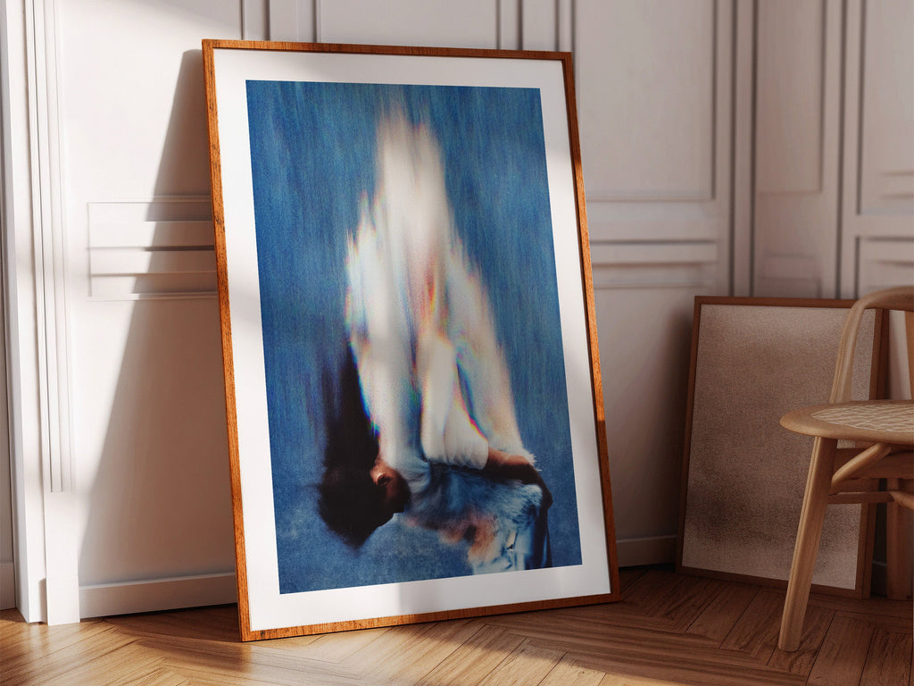 Altered African American Portrait Photo Art - Blue and White Wall Decor for Home, Office, Living Room, Bedroom | Untitled (280) Giclée Print