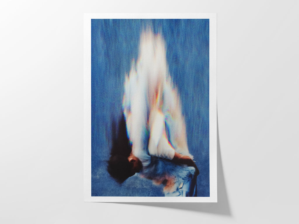 Altered African American Portrait Photo Art - Blue and White Wall Decor for Home, Office, Living Room, Bedroom | Untitled (280) Giclée Print