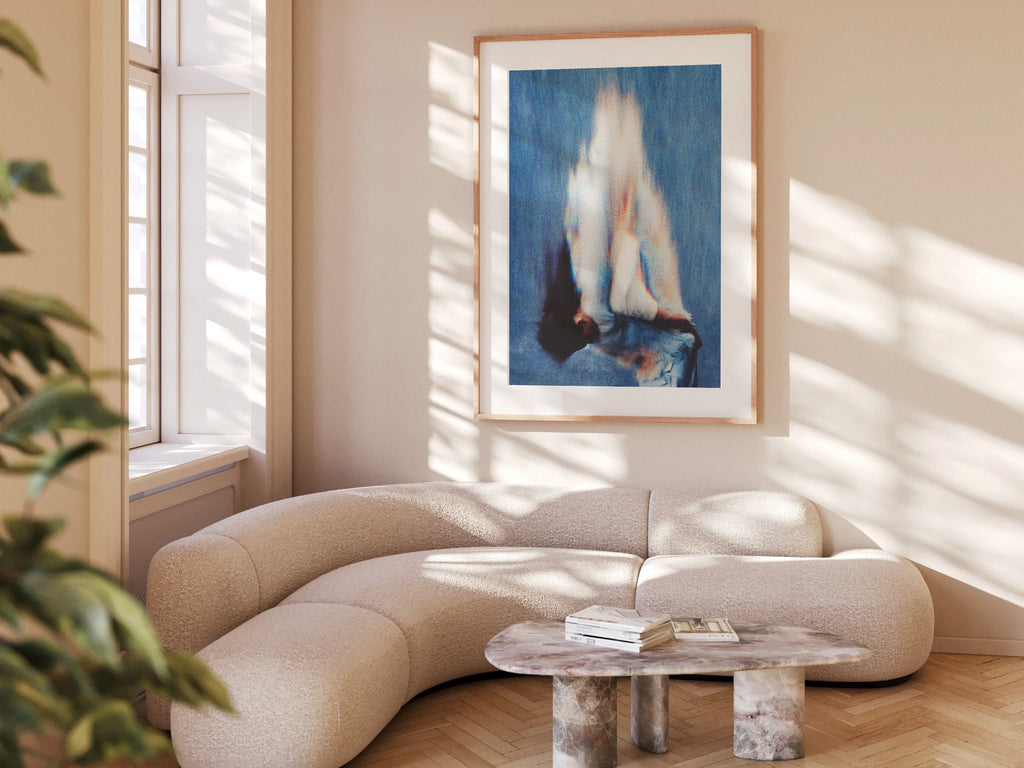 Altered African American Portrait Photo Art - Blue and White Wall Decor for Home, Office, Living Room, Bedroom | Untitled (280) Giclée Print