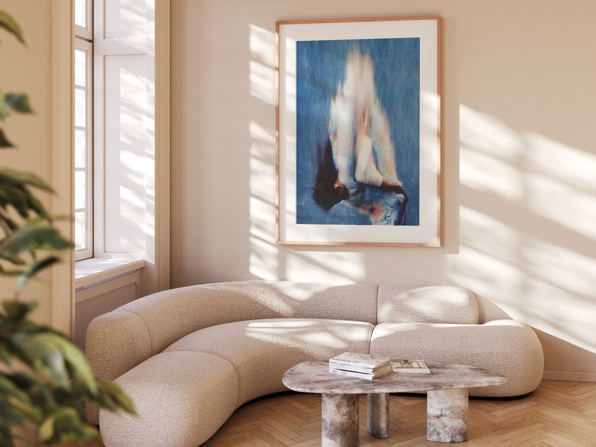 Altered African American Portrait Photo Art - Blue and White Wall Decor for Home, Office, Living Room, Bedroom | Untitled (280) Giclée Print