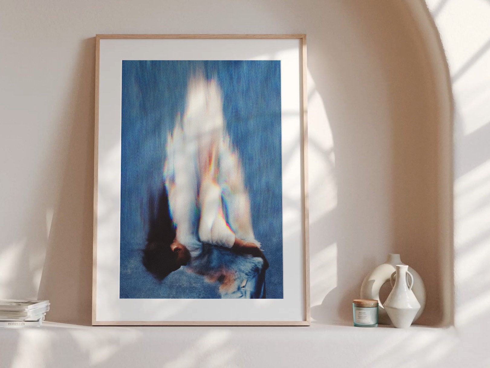 Altered African American Portrait Photo Art - Blue and White Wall Decor for Home, Office, Living Room, Bedroom | Untitled (280) Giclée Print