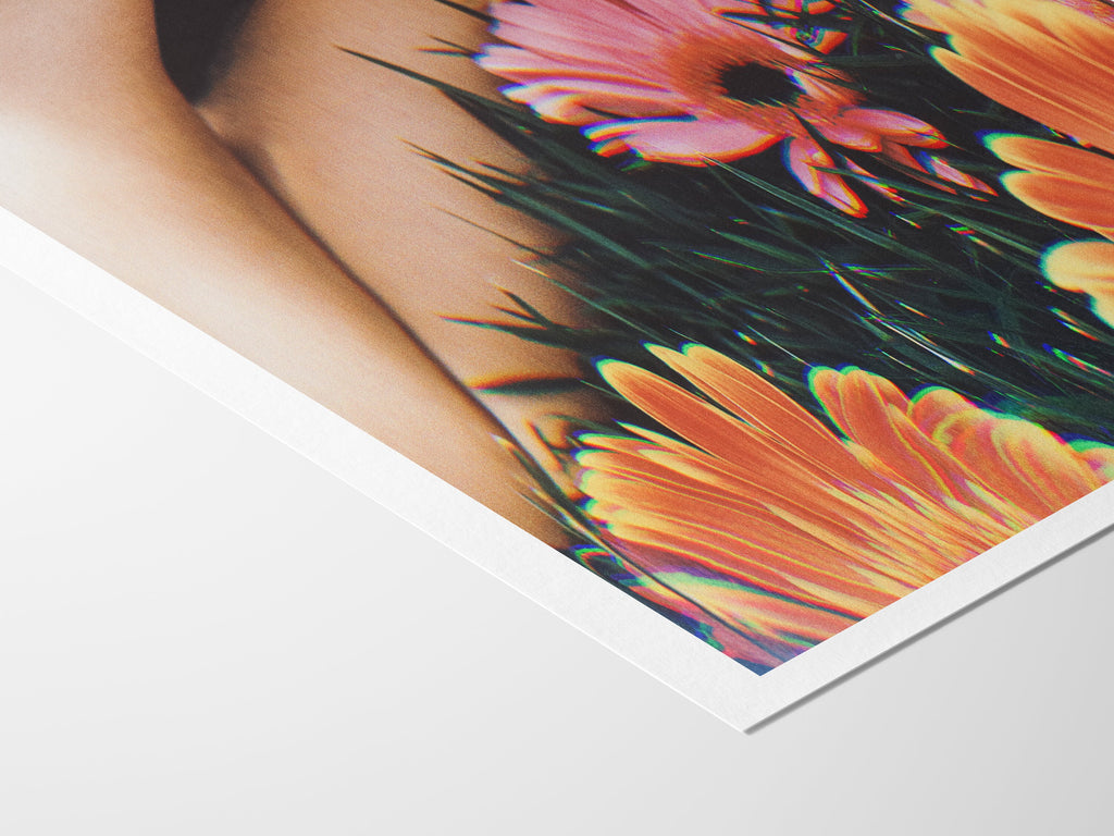 Colorful Feminine Floral Pink & Orange Wall Art - Altered Photo Glitch Art For Women's Home, Office, Florist | Untitled (281) Giclée Print