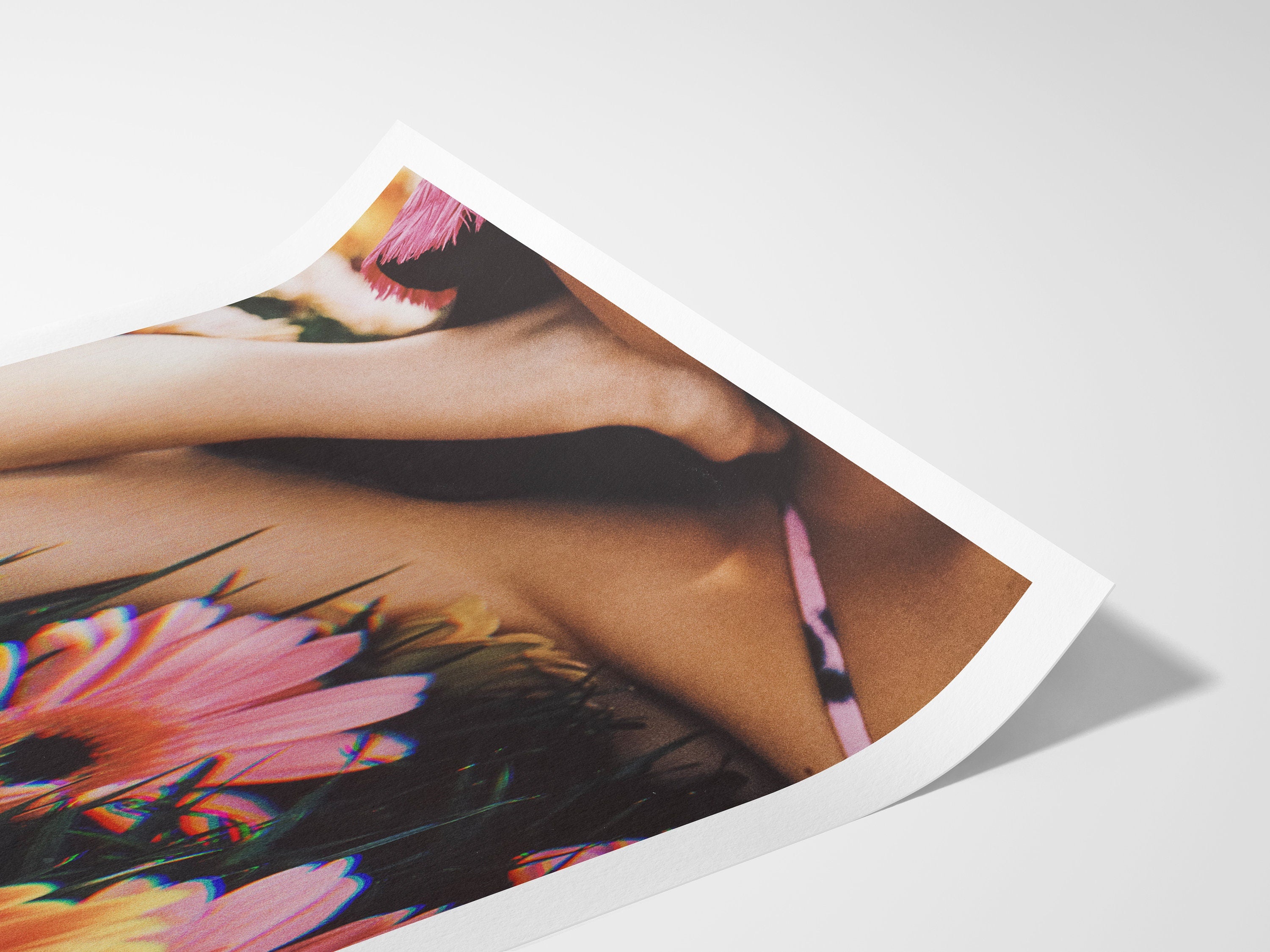 Colorful Feminine Floral Pink & Orange Wall Art - Altered Photo Glitch Art For Women's Home, Office, Florist | Untitled (281) Giclée Print