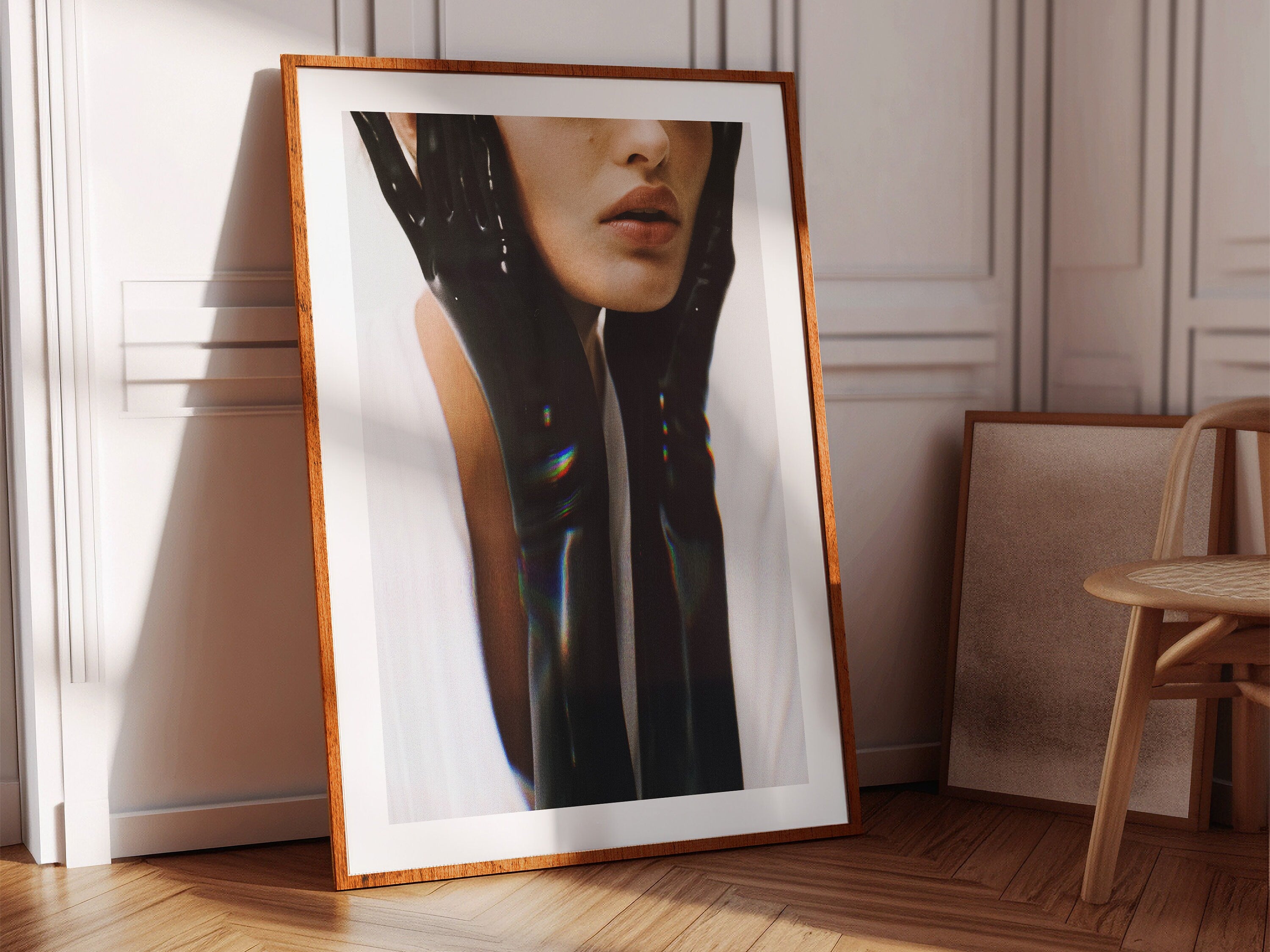 Altered Women's Portrait Wall Art - Unique Minimalist Vertical Glitch Photo Print - Eclectic Boho Home Decor | Untitled (282) Giclée Print