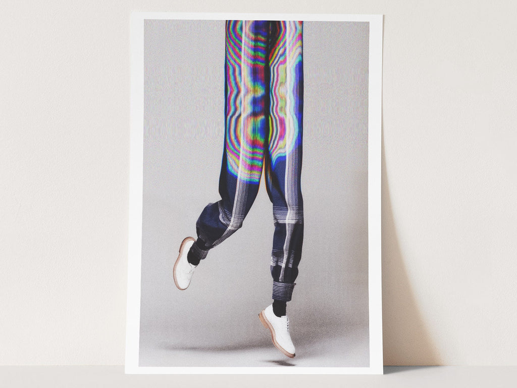 Surreal Blue & Grey Vertical Wall Art - Unique Glitch Photo Print for Men's Bedroom, Living Room, Office | Untitled (284) Giclée Print