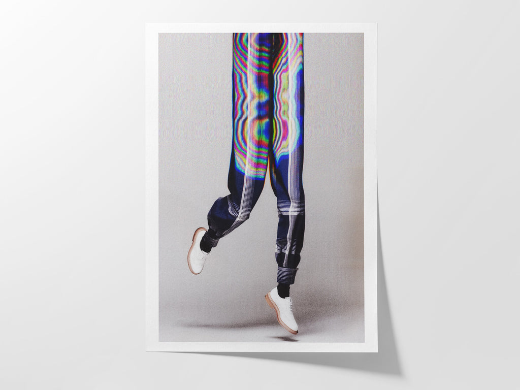 Surreal Blue & Grey Vertical Wall Art - Unique Glitch Photo Print for Men's Bedroom, Living Room, Office | Untitled (284) Giclée Print