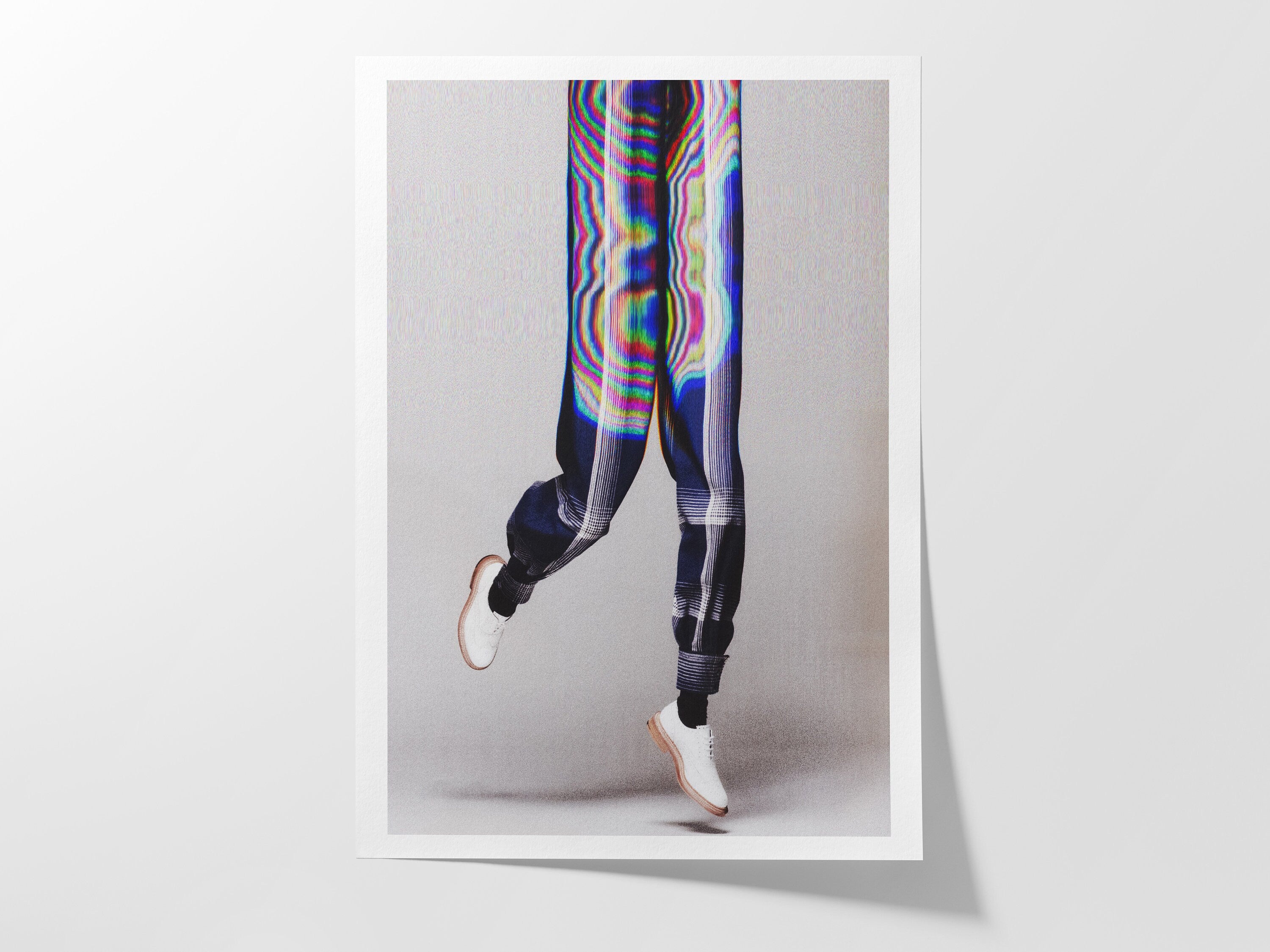 Surreal Blue & Grey Vertical Wall Art - Unique Glitch Photo Print for Men's Bedroom, Living Room, Office | Untitled (284) Giclée Print