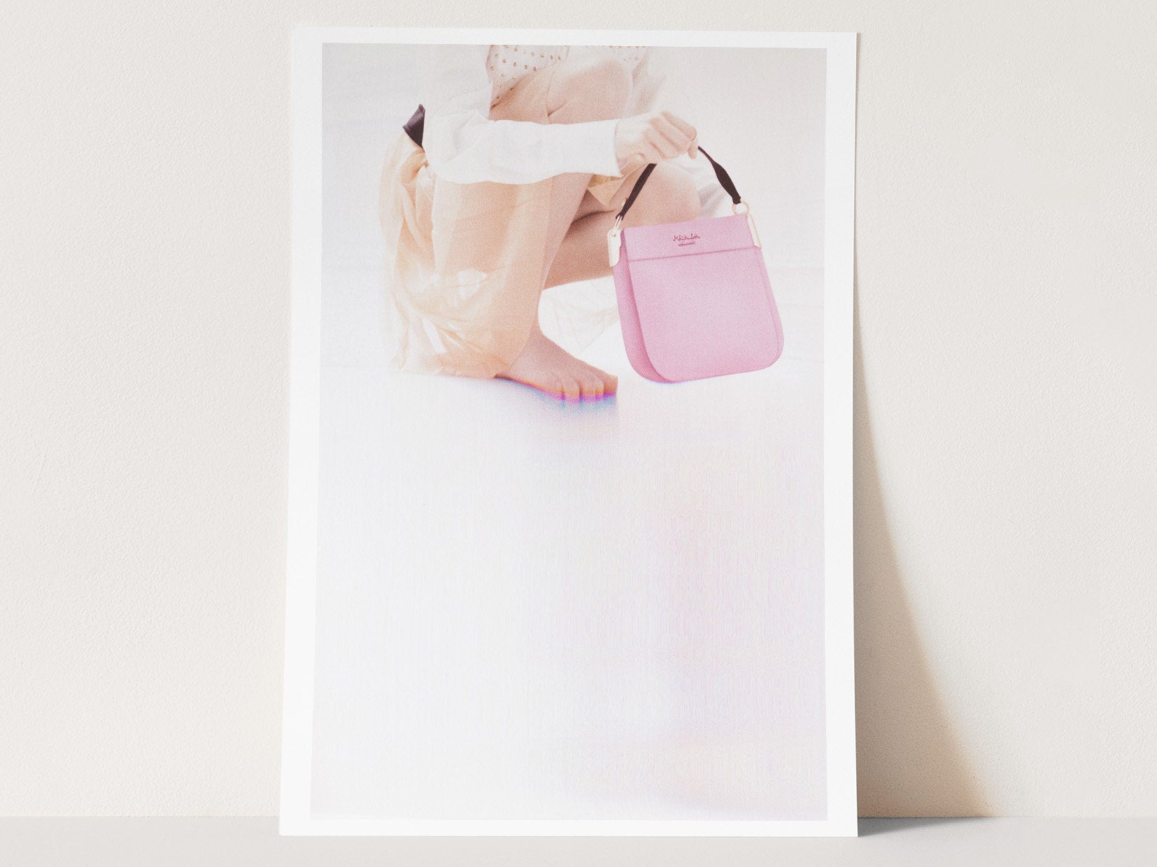Pink And White Wall Art - Luxury Handbag Fashion Photo Feminine Aesthetic, Altered Portrait For Home, Office | Untitled (287) Giclée Print