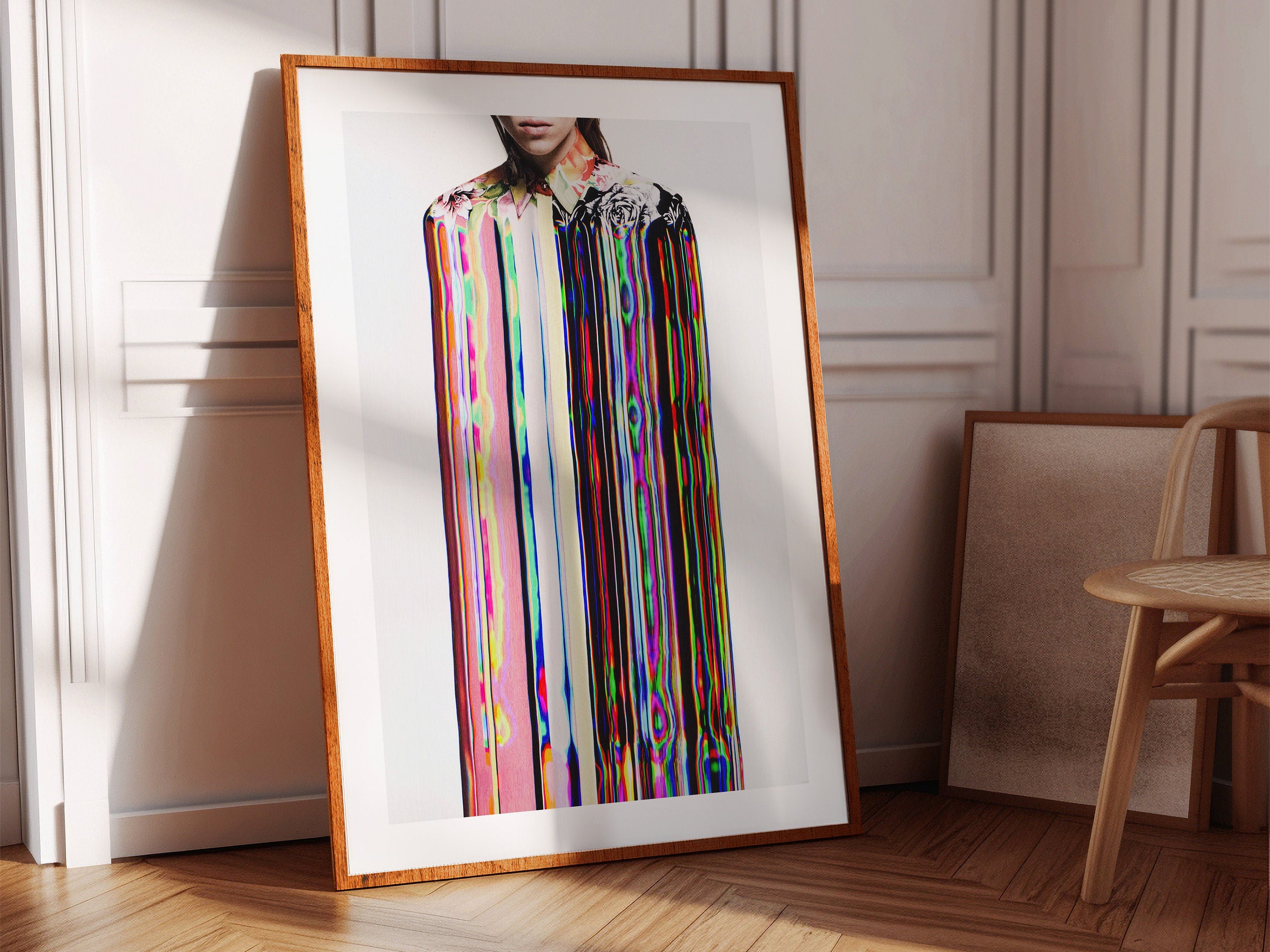 Trippy Altered Portrait Wall Art - Psychedelic Fashion Beauty Glitch Art For Living, Guest Room, Bedroom | Untitled (291) Giclée Print