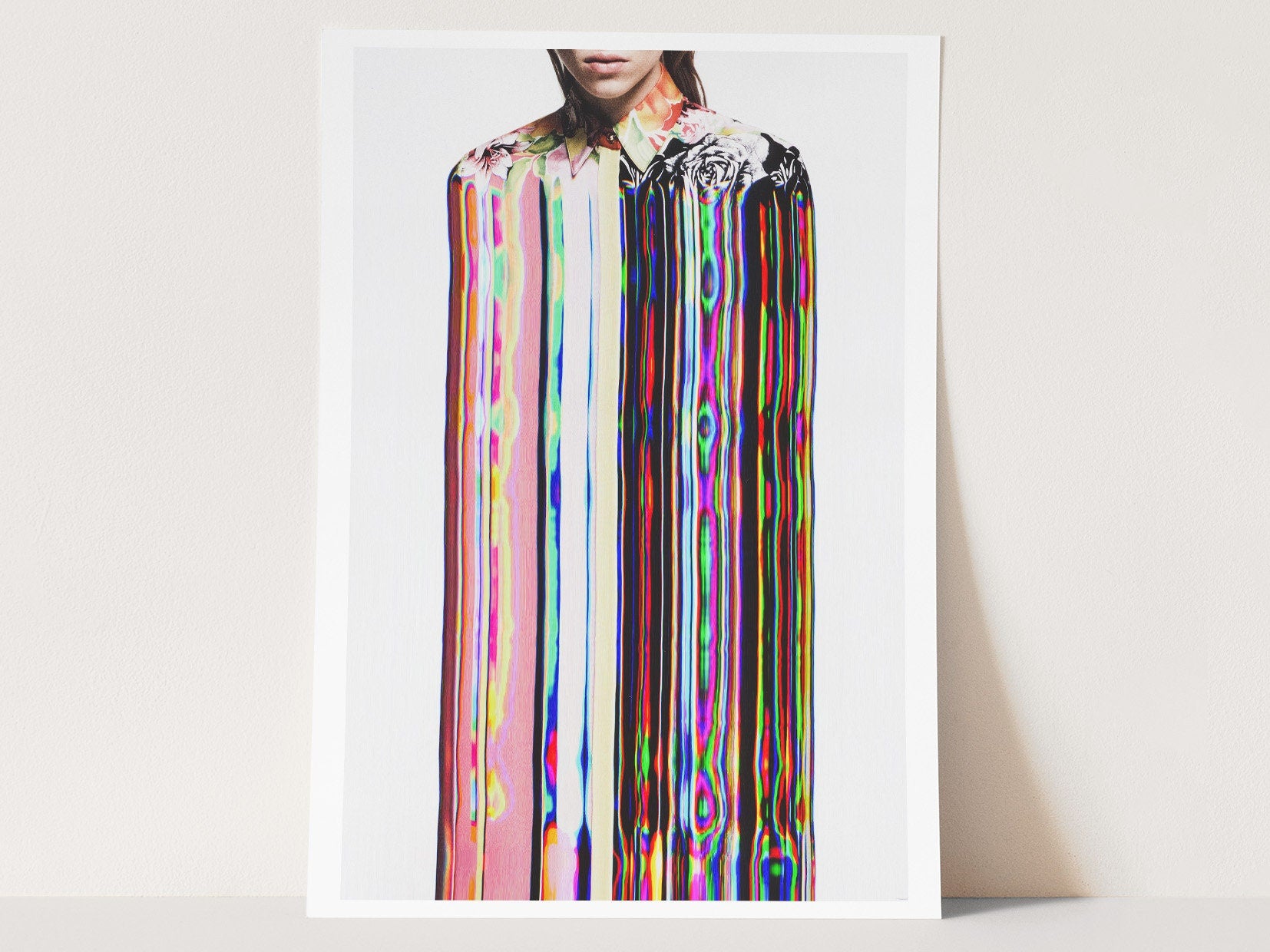 Trippy Altered Portrait Wall Art - Psychedelic Fashion Beauty Glitch Art For Living, Guest Room, Bedroom | Untitled (291) Giclée Print