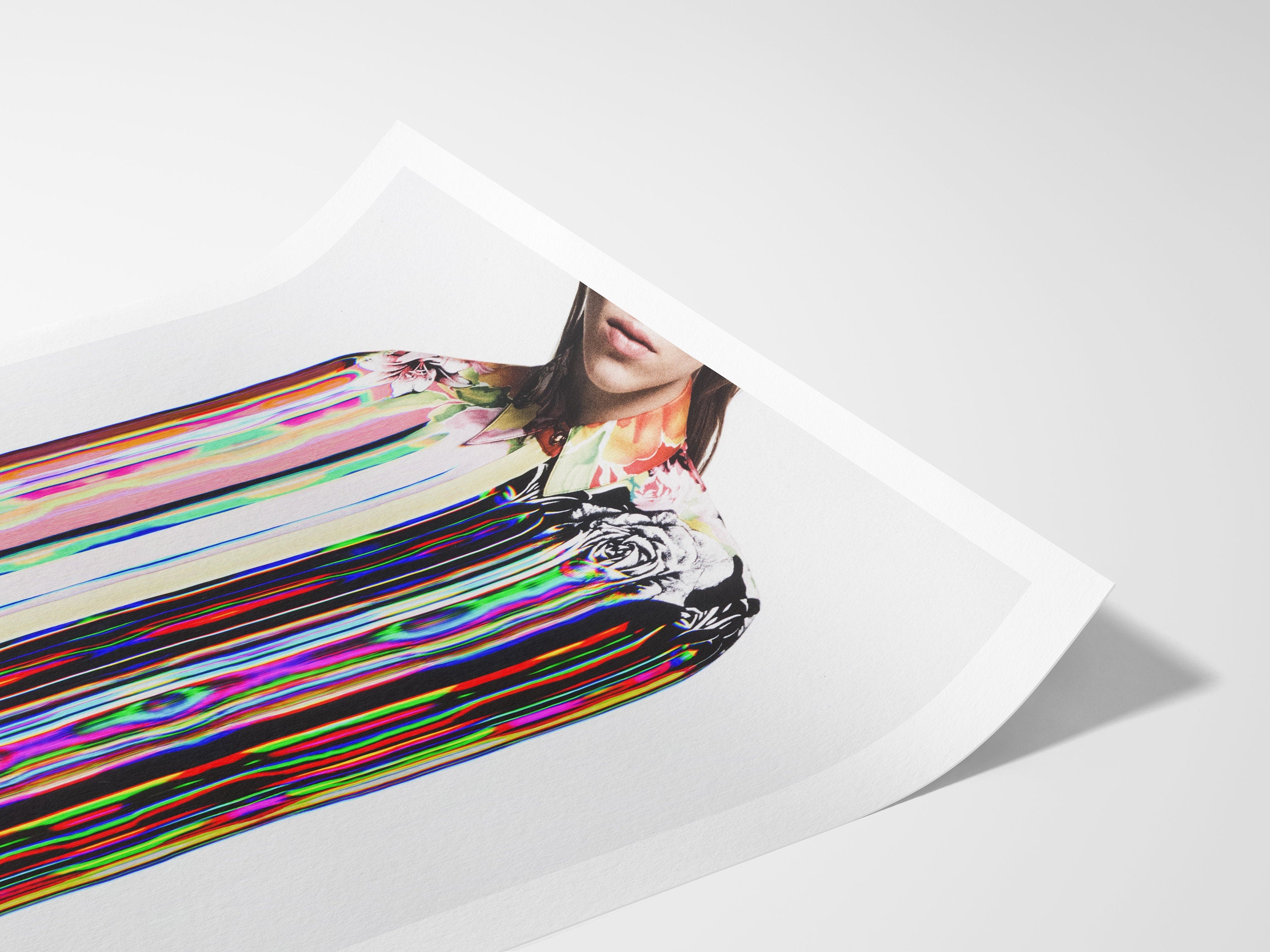 Trippy Altered Portrait Wall Art - Psychedelic Fashion Beauty Glitch Art For Living, Guest Room, Bedroom | Untitled (291) Giclée Print