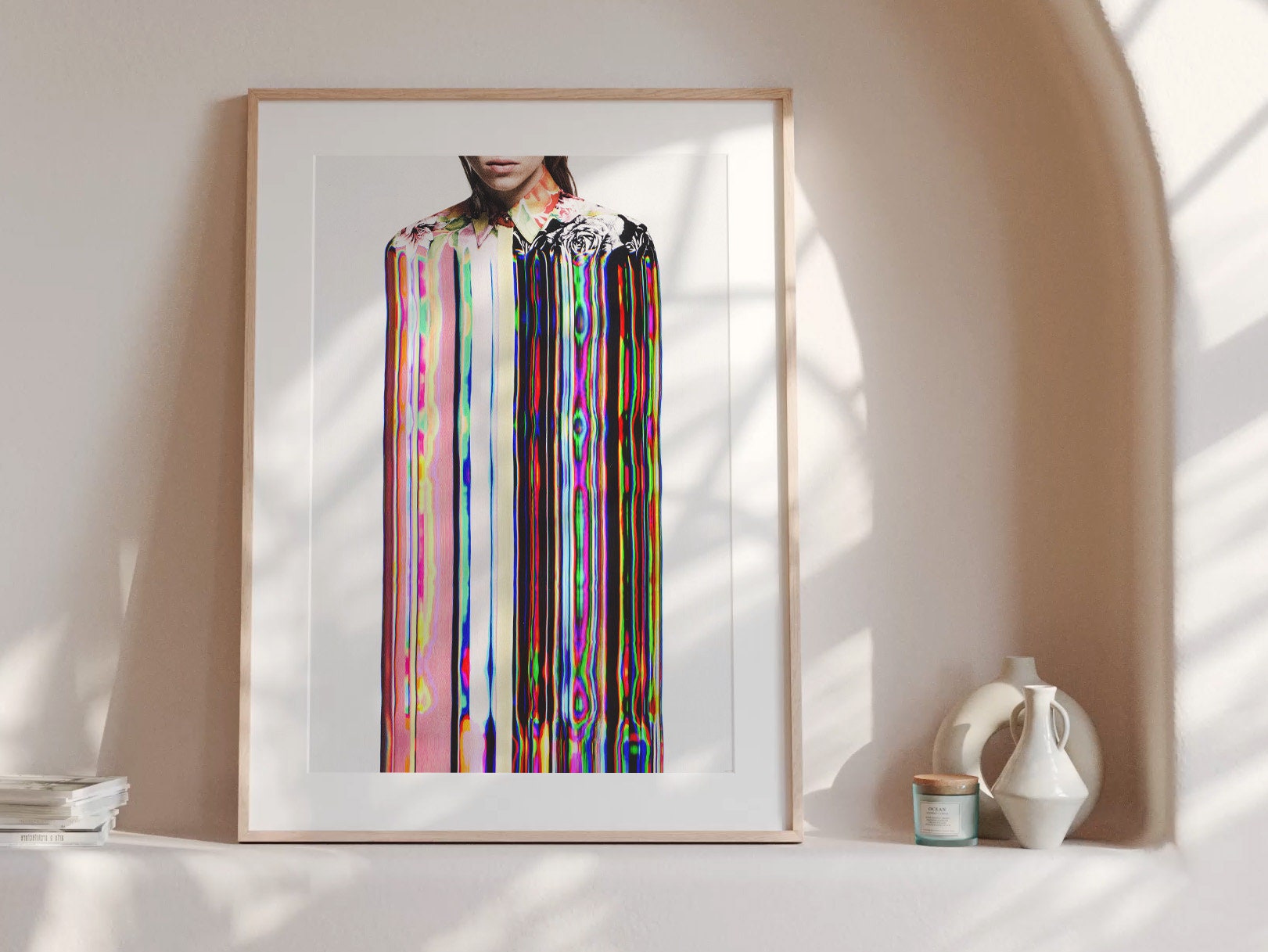 Trippy Altered Portrait Wall Art - Psychedelic Fashion Beauty Glitch Art For Living, Guest Room, Bedroom | Untitled (291) Giclée Print